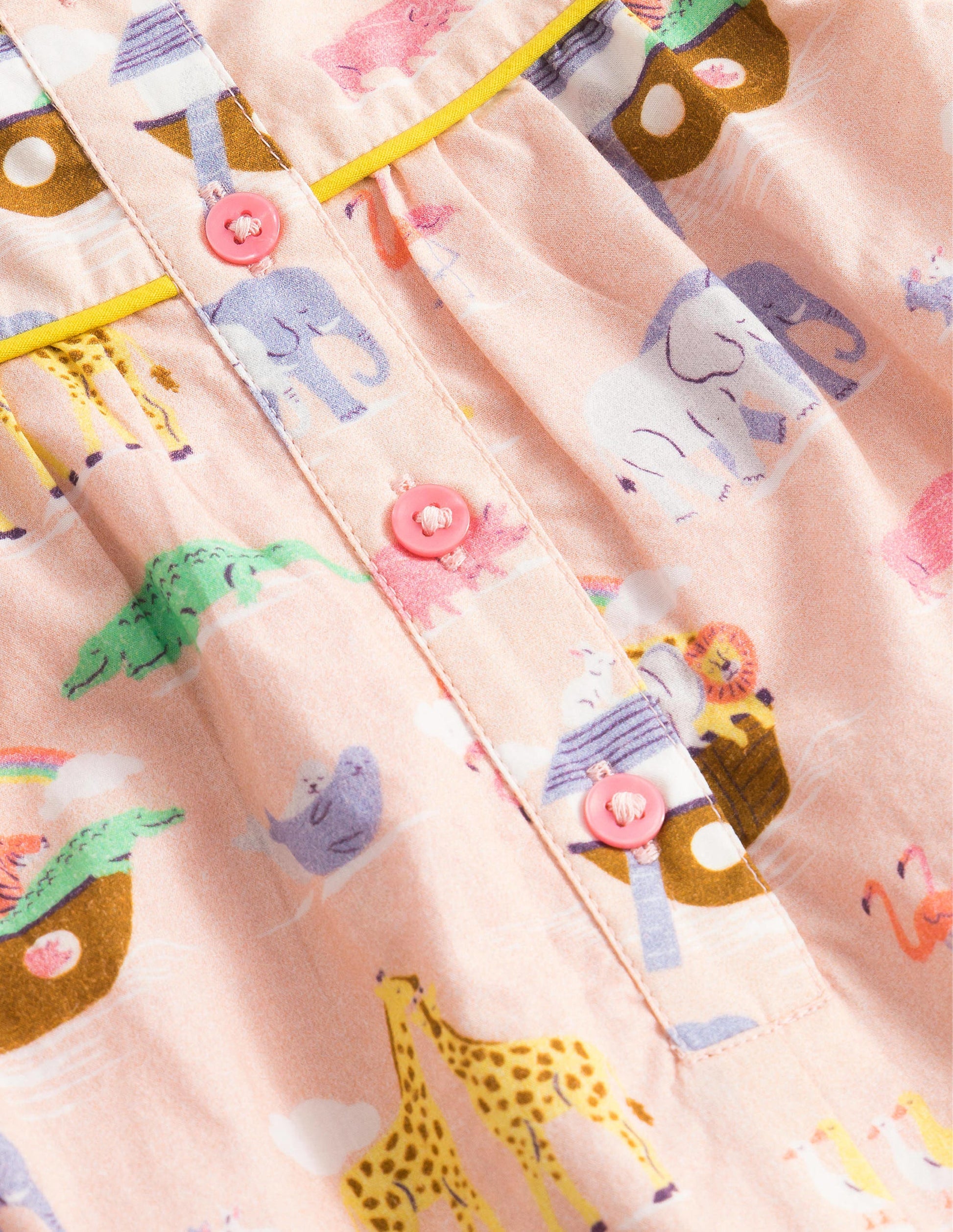 Ruffle Printed Rompers-Provence Dusty Pink Animals-3