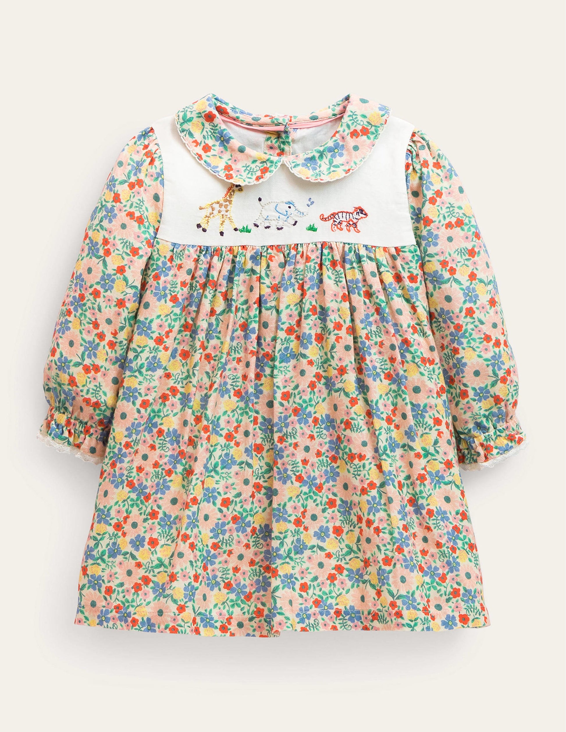 Embroidered Collared Dress-Vanilla Pod Floral-1