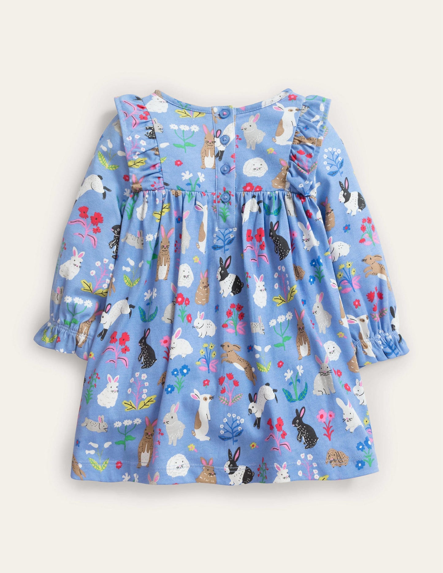 Printed Jersey Dress-Vista Blue Bunnies