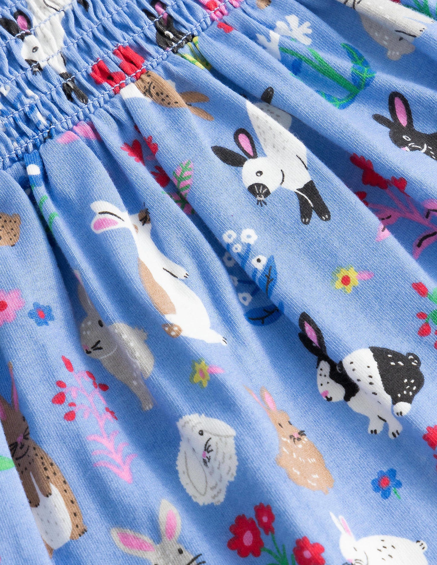 Printed Jersey Dress-Vista Blue Bunnies