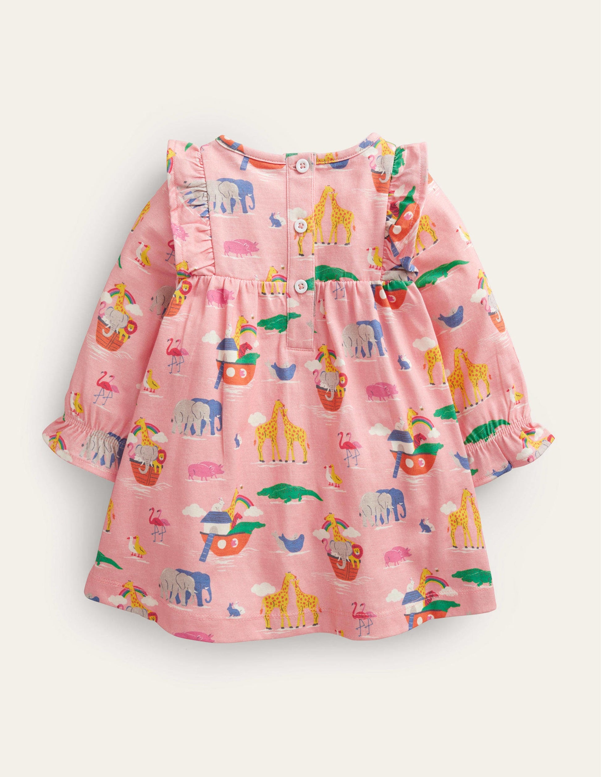 Printed Jersey Dress-Provence Pink Dusty Animals-2
