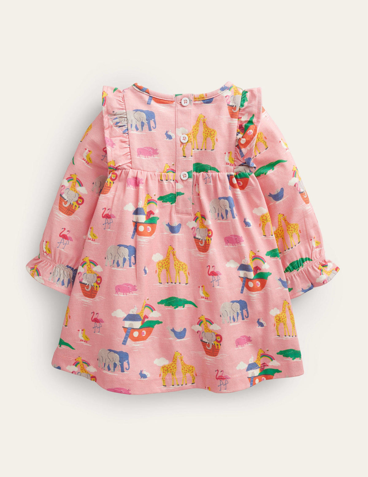 Printed Jersey Dress-Provence Pink Dusty Animals - Image 2