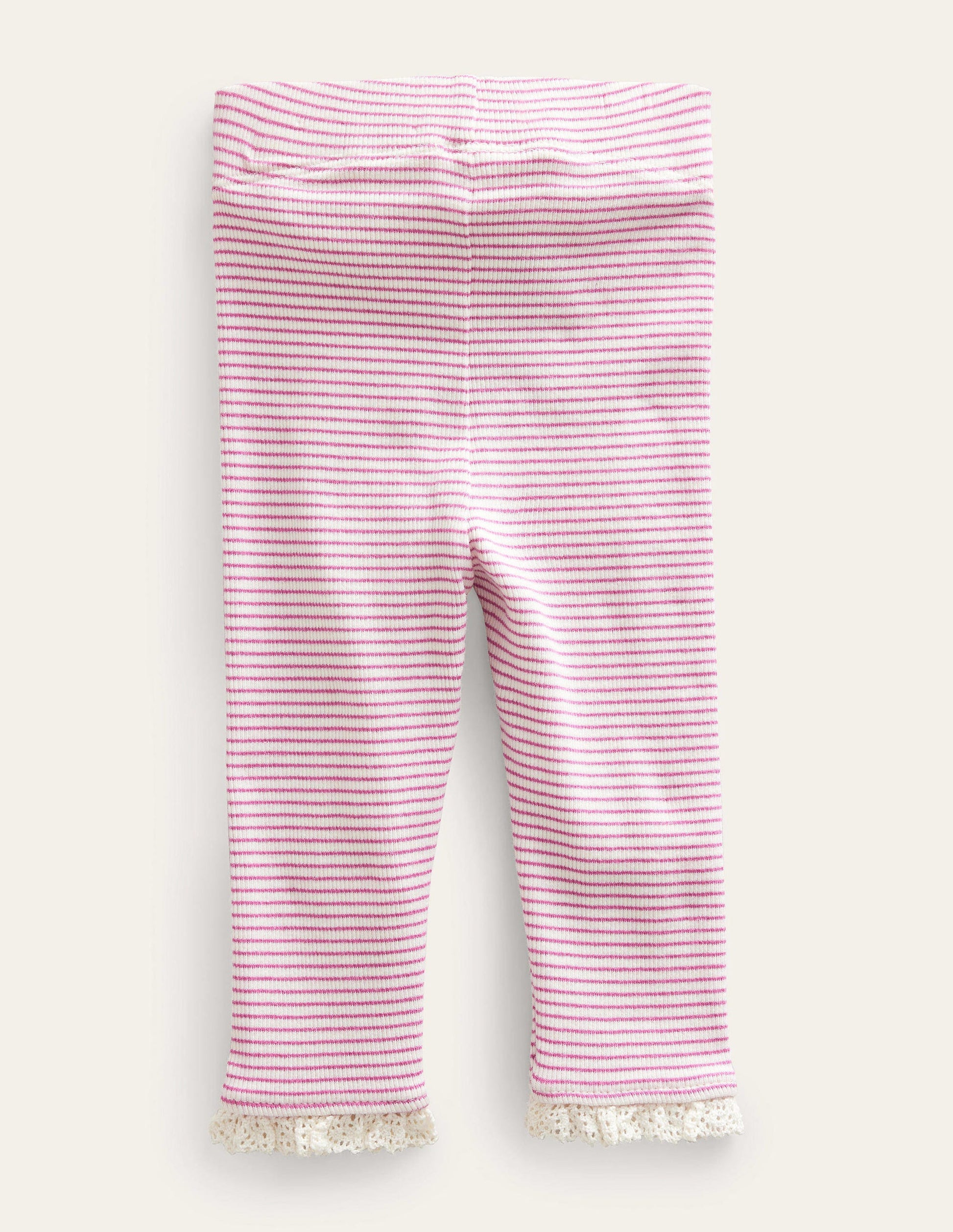 Ribbed Lace Leggings-Ivory/Pink-2
