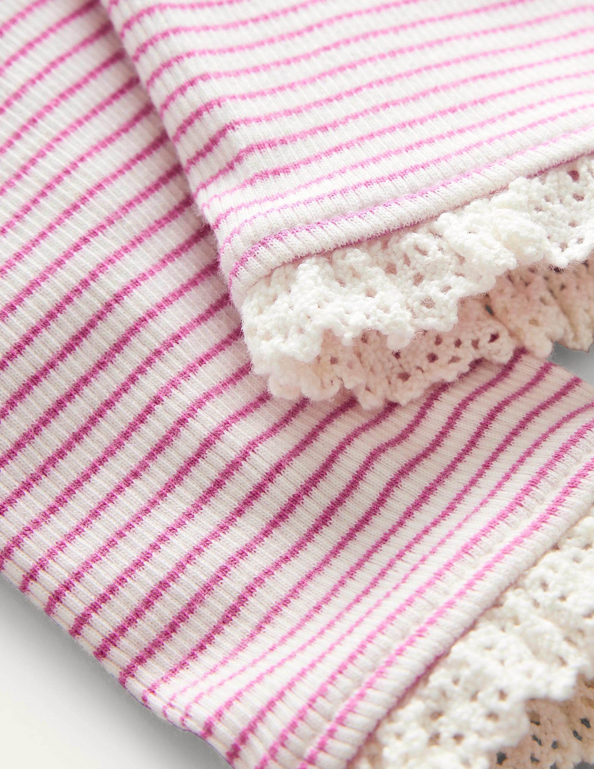 Ribbed Lace Leggings-Ivory/Pink - Image 3