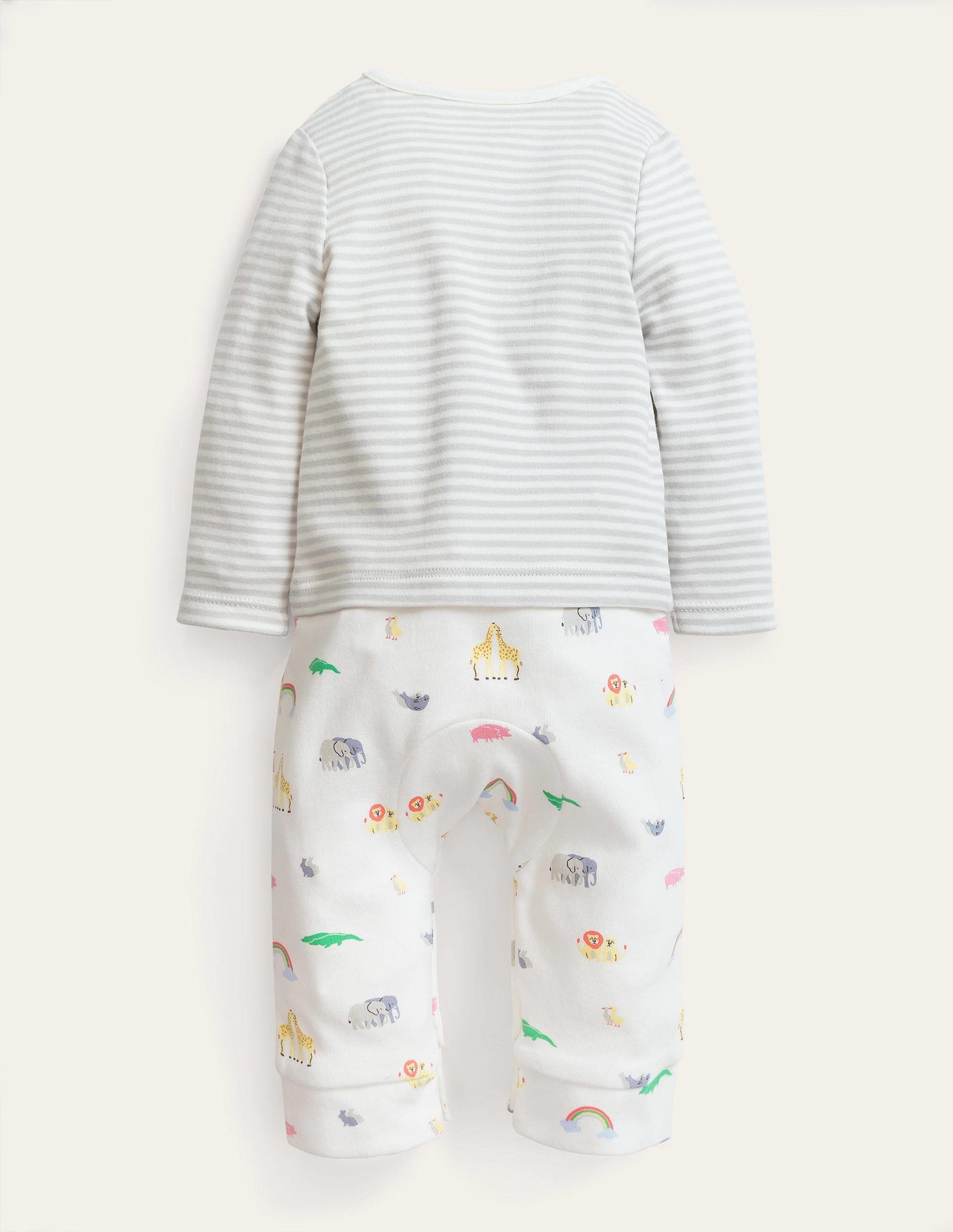 GOTS Newborn Outfit Romper-Ivory Noahs Ark-2
