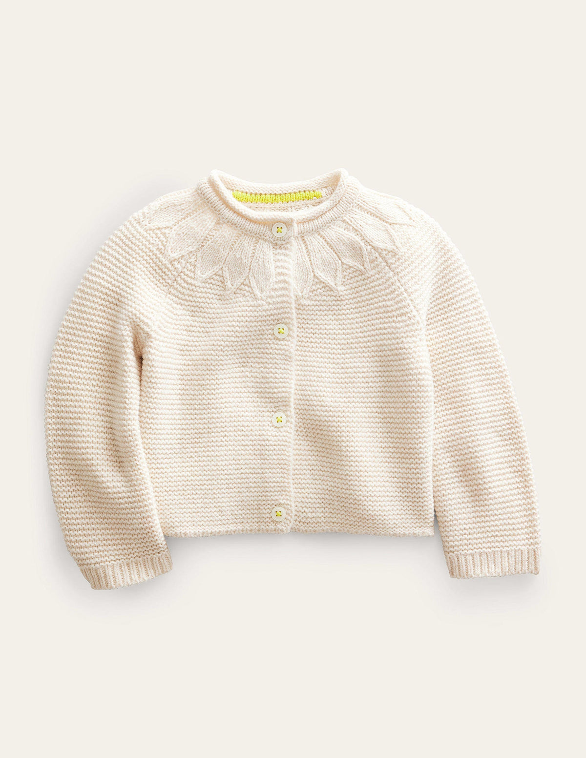 Pointelle Yoke Cardigan-Ivory-1