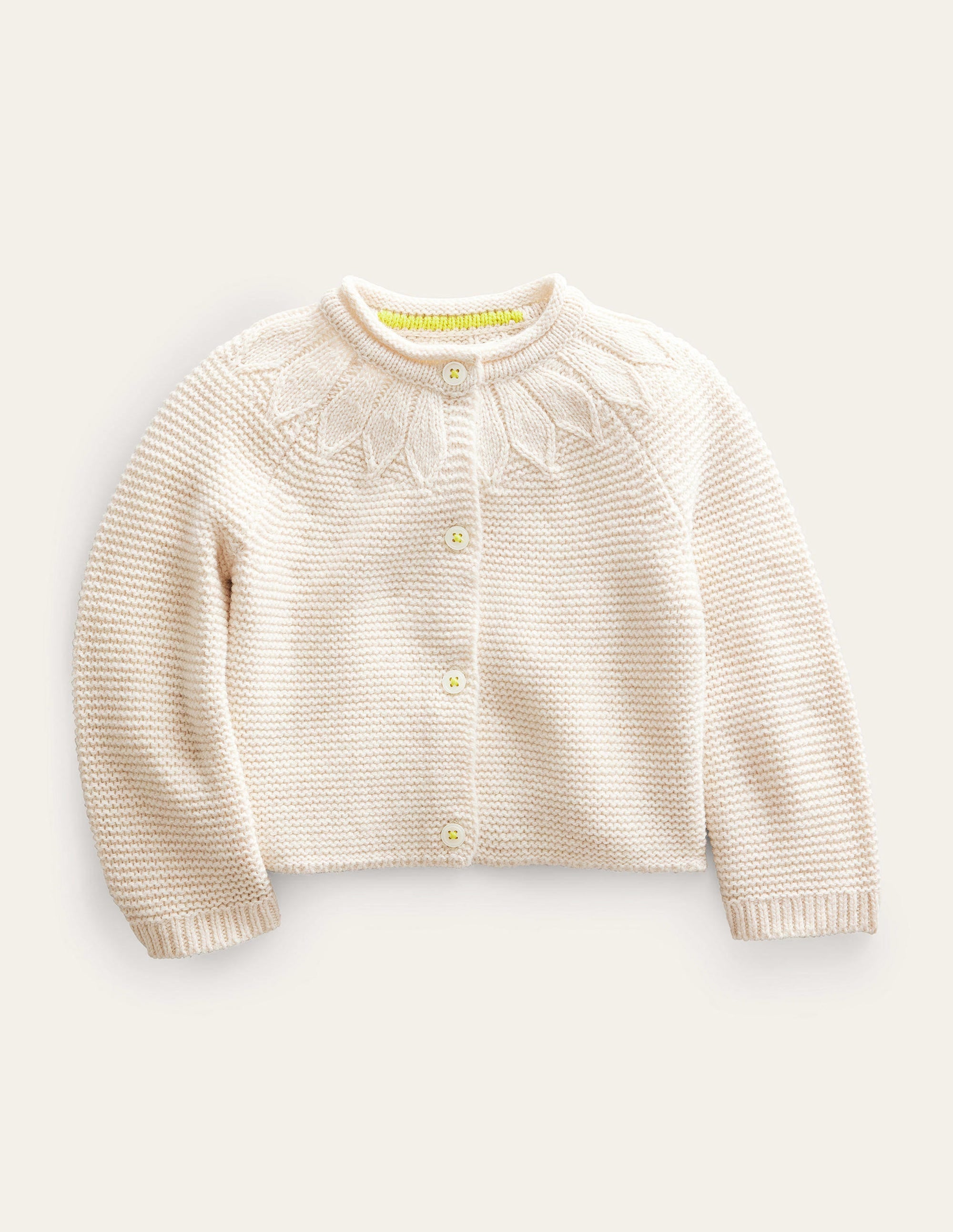 Pointelle Yoke Cardigan-Ivory - Image 1