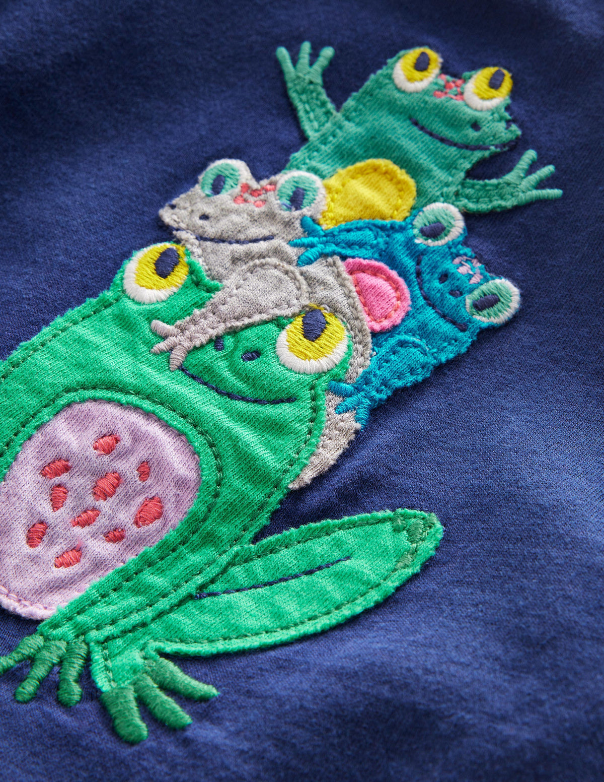 Appliqué Top and Bottom Set-Navy Frog-3