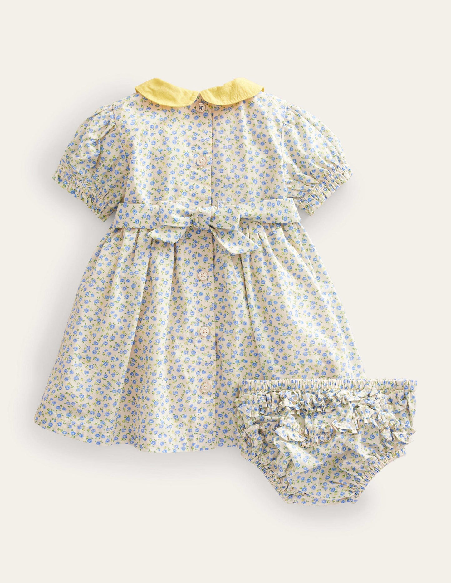 Smocked Nostalgic Dress-Vista Blue Floral