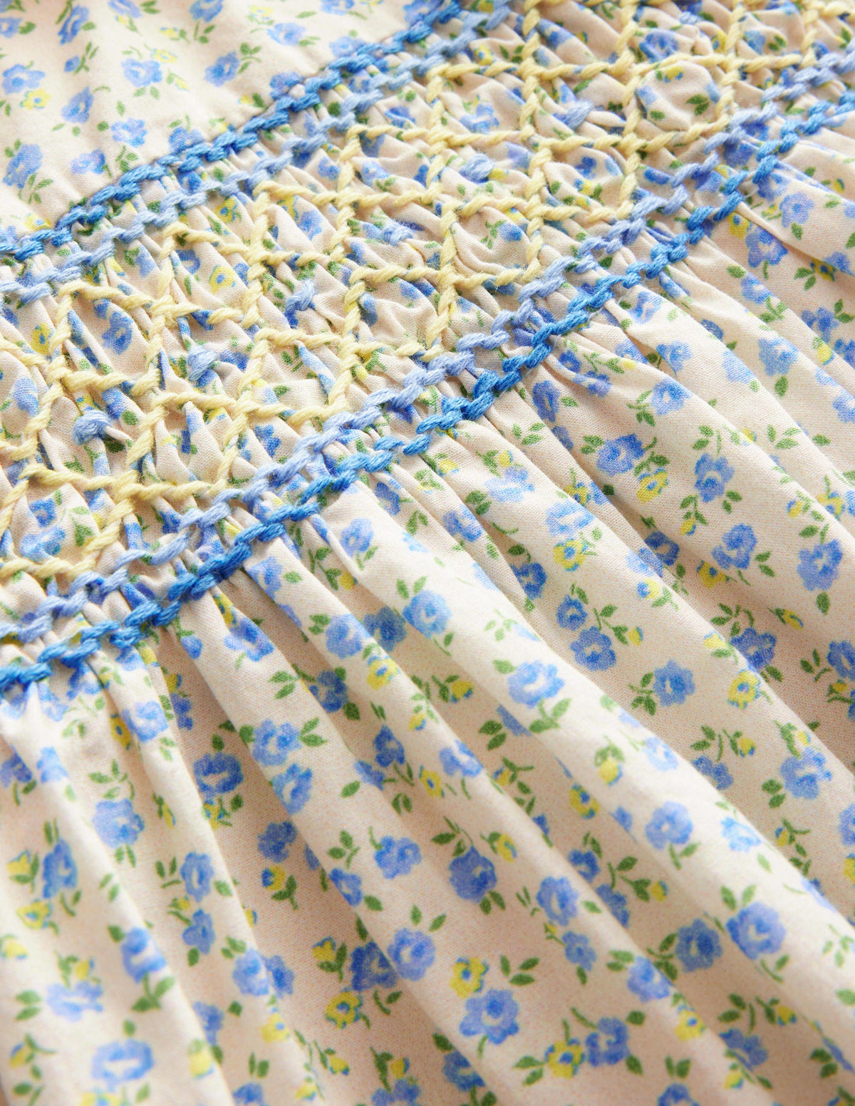 Smocked Nostalgic Dress-Vista Blue Floral - Image 3