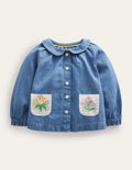 Chambray Collar Top-Mid Chambray