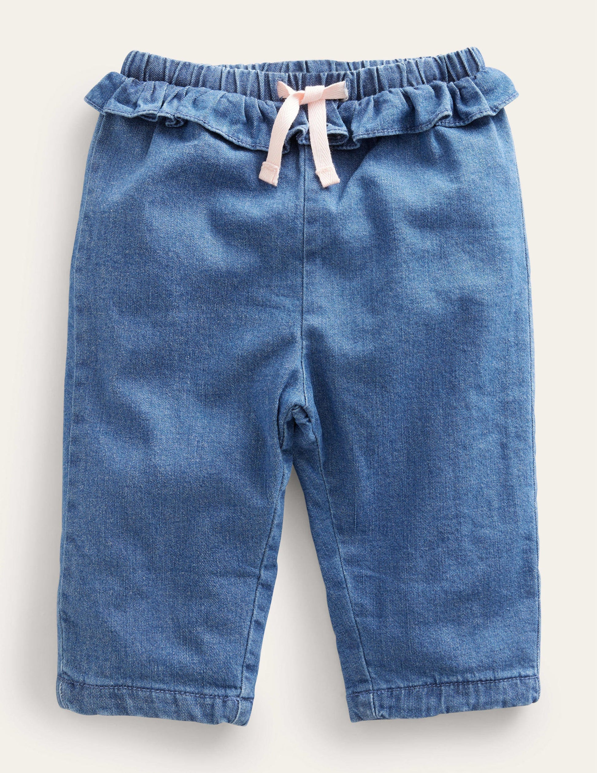 Ruffle Woven Bottoms-Mid Chambray-1