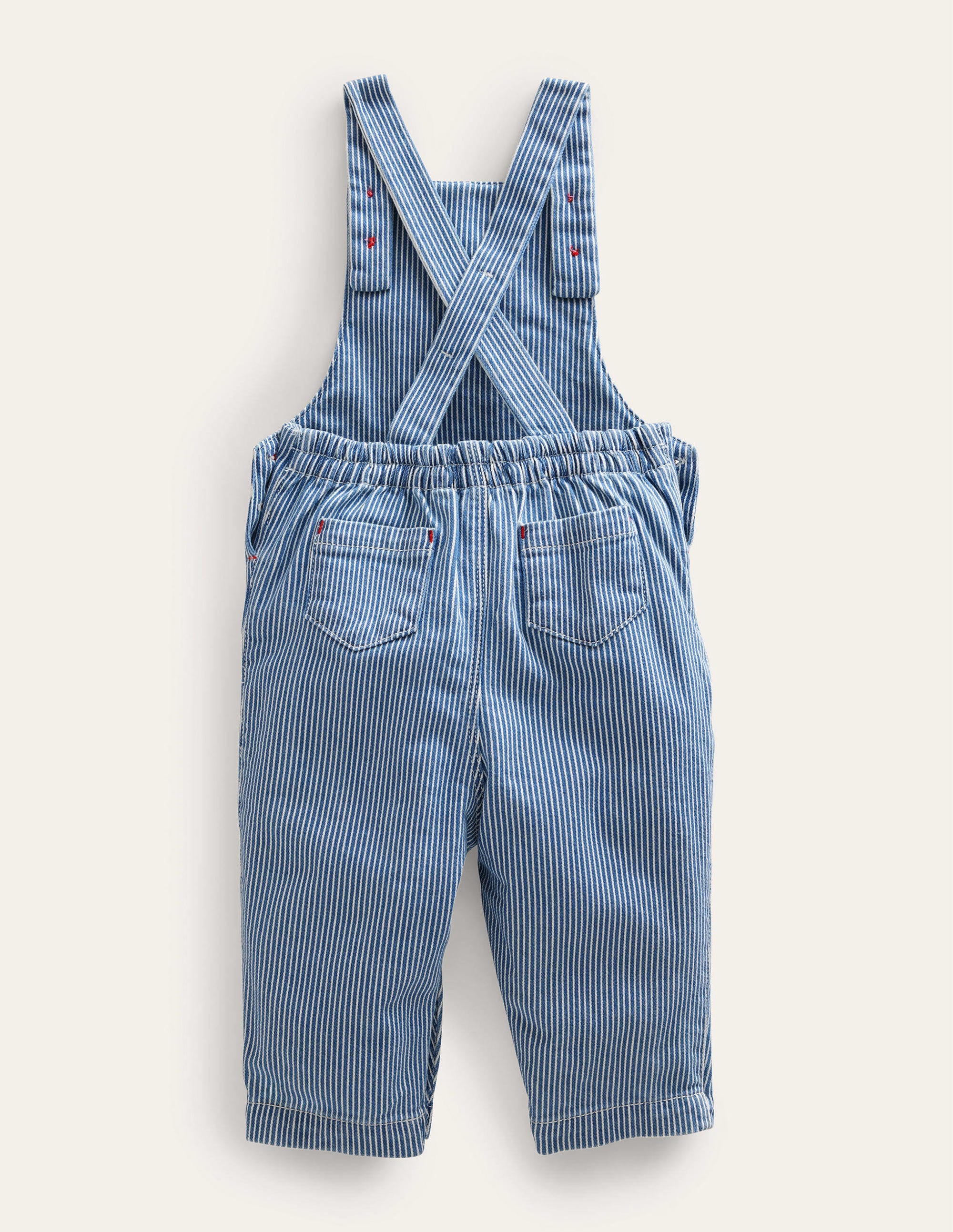 Woven Applique Dungaree-Penzance Blue/Ivory Bugs - Image 2