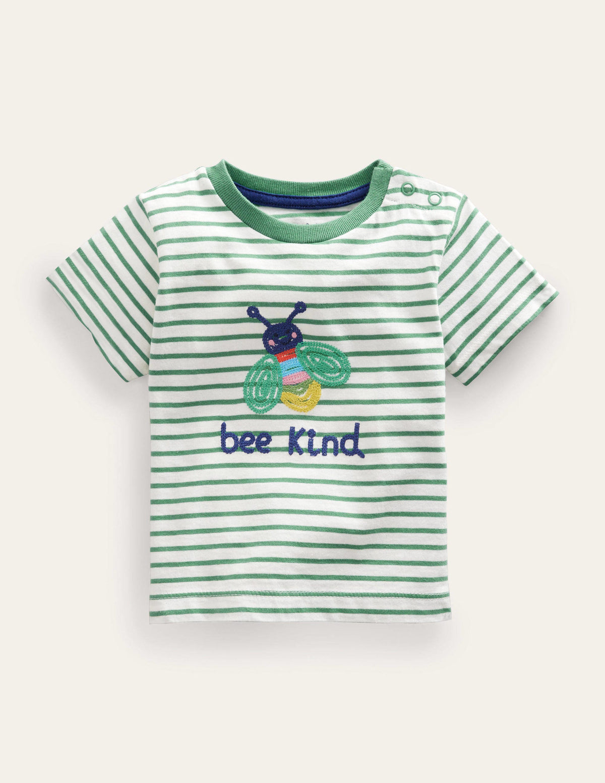 Embroidered Graphic T-shirt-Ivory/Csarite Green Bee-1