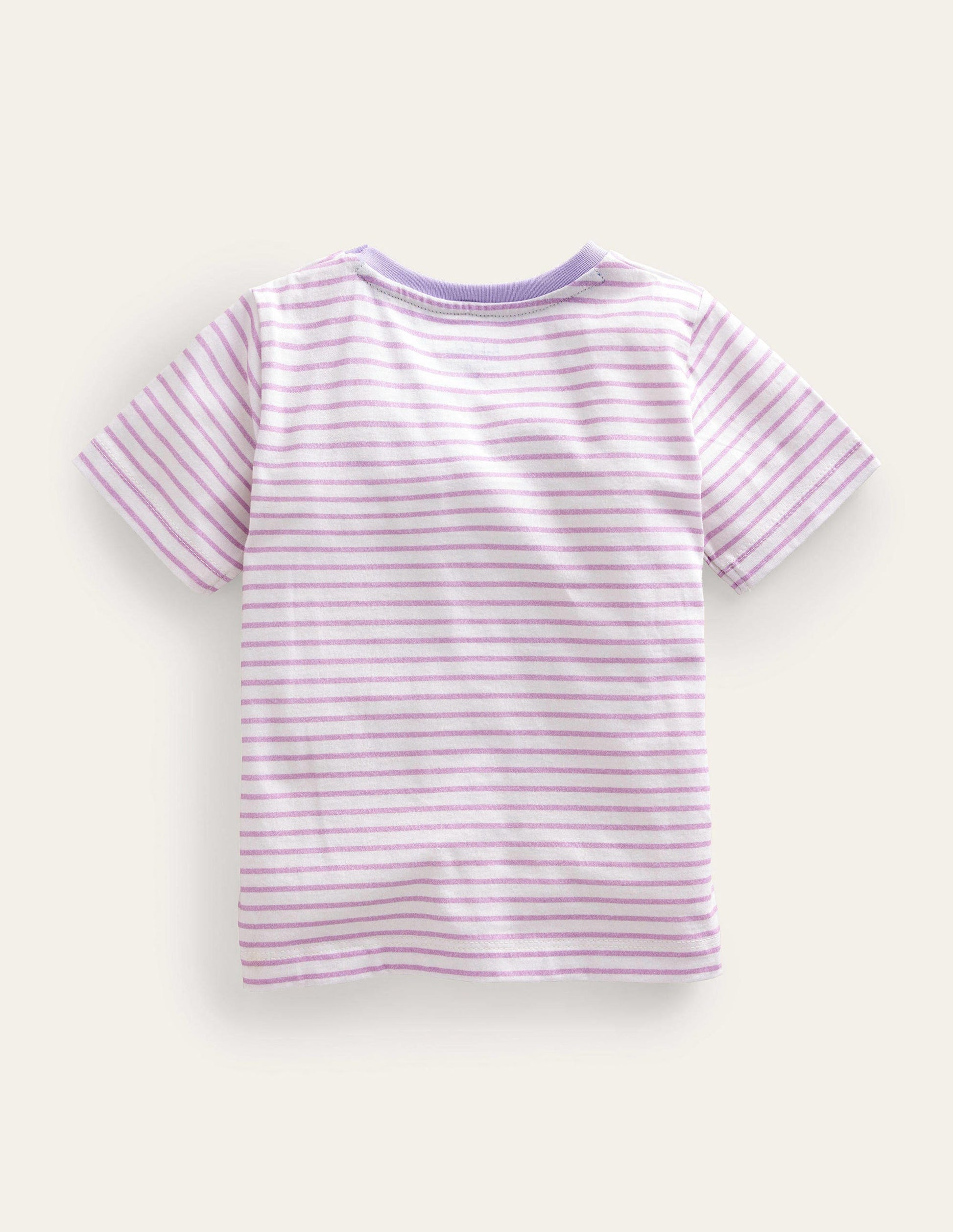 Embroidered Graphic T-shirt-Ivory/Soft Lavender Smile-2