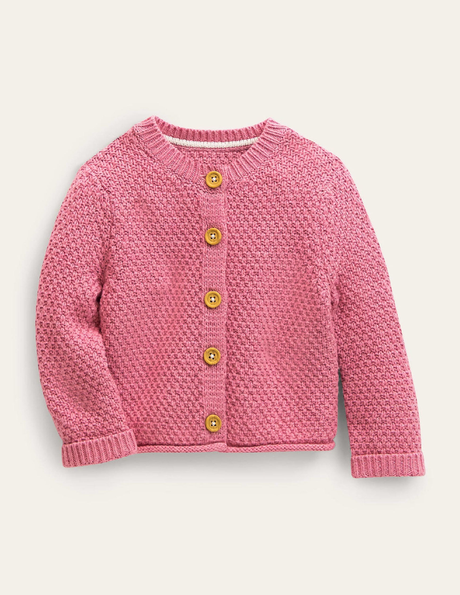 Chunky Textured Cardigan-Almond Blossom Marl-1
