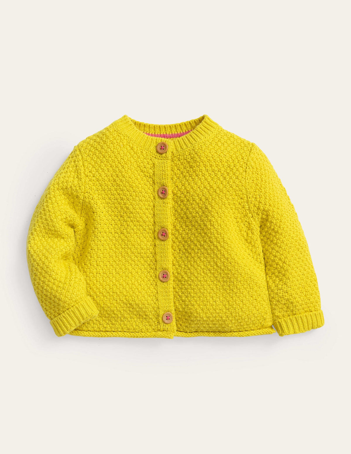 Chunky Textured Cardigan-Soft Lemon Marl - Image 1