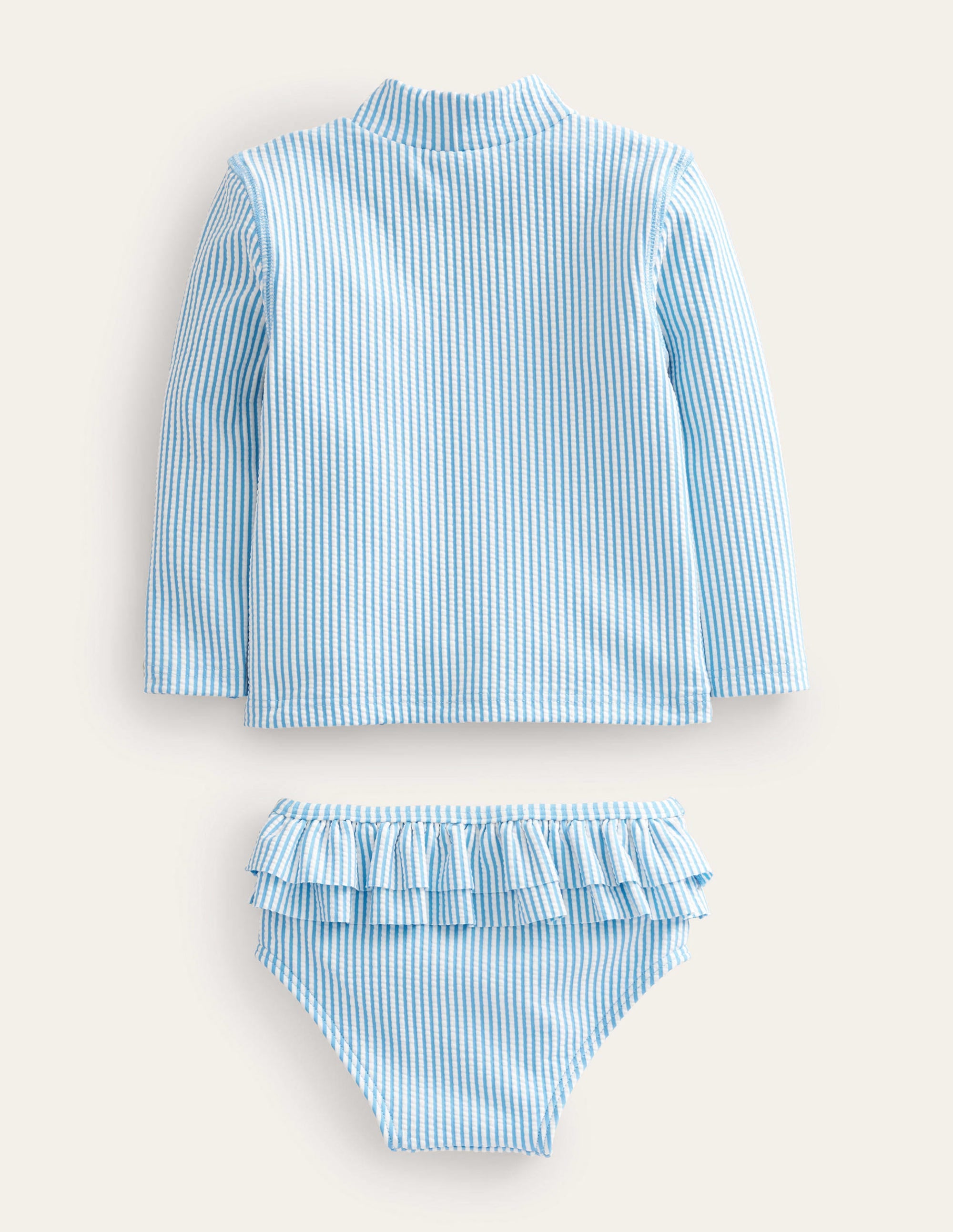 Frilly Rash Vest Set-Surfboard Blue, Ivory Stripe - Image 2