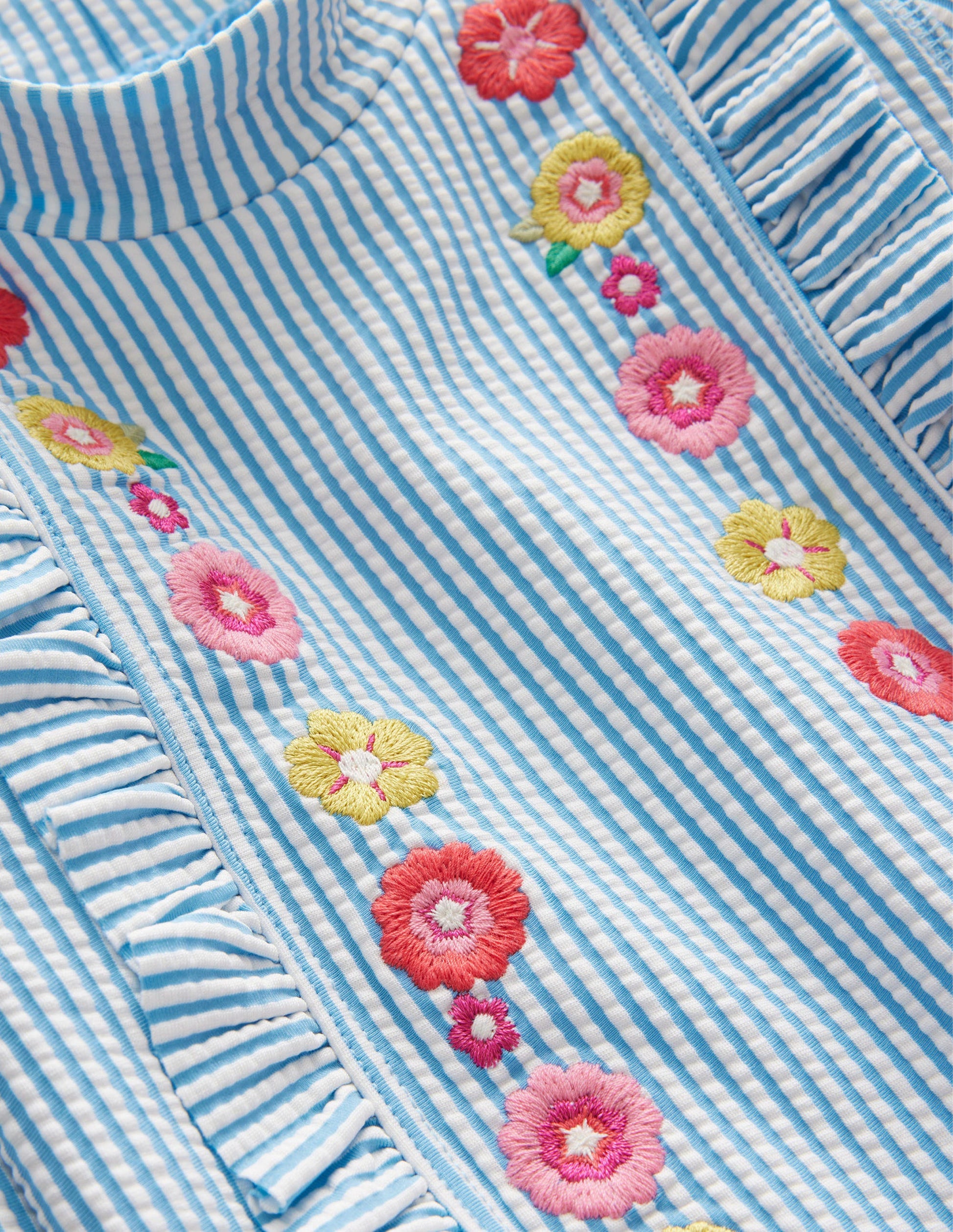 Frilly Rash Vest Set-Surfboard Blue, Ivory Stripe-3