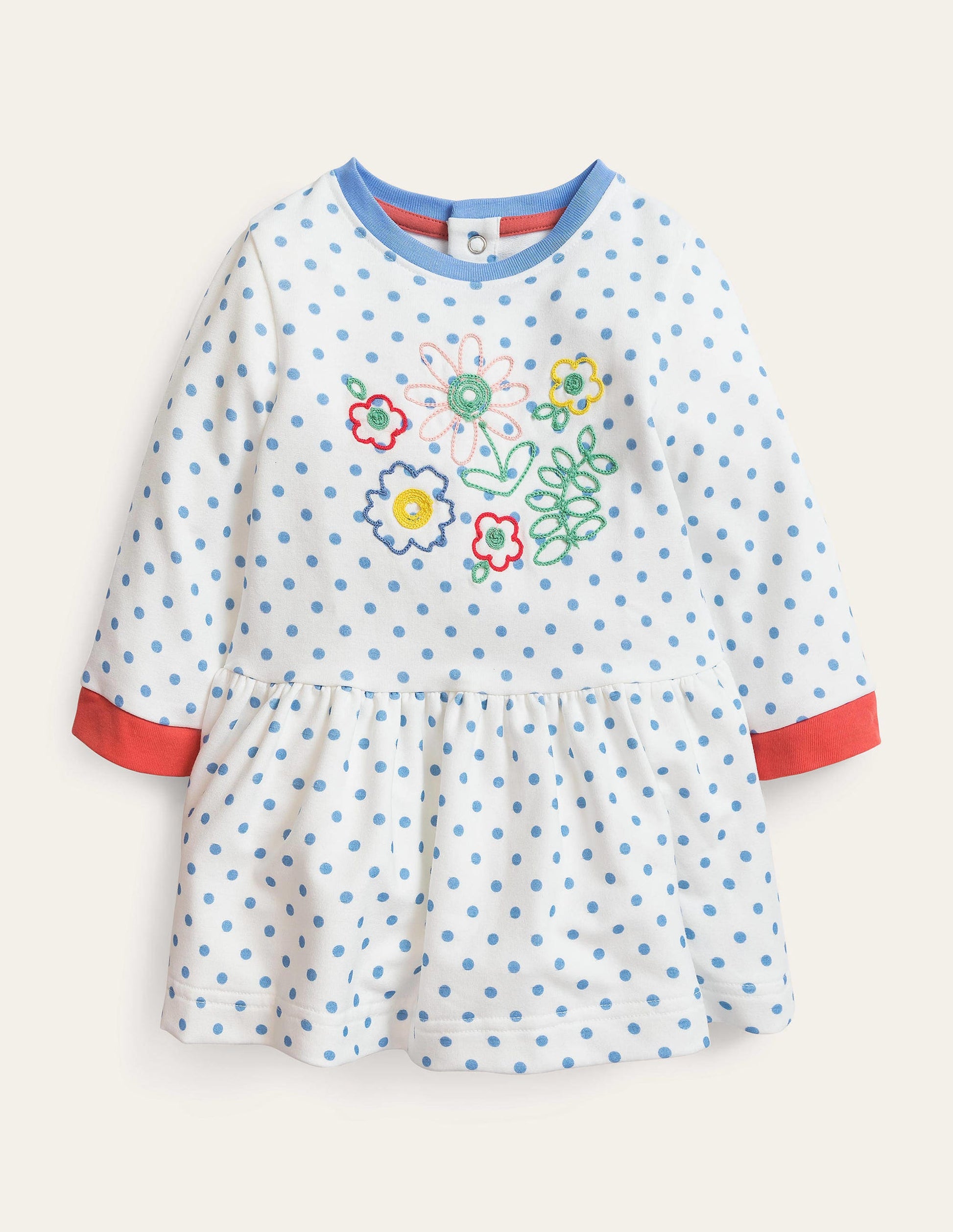 Chain Stitch Jersey Dress-Vanilla Pod/Wren Spot Floral-1