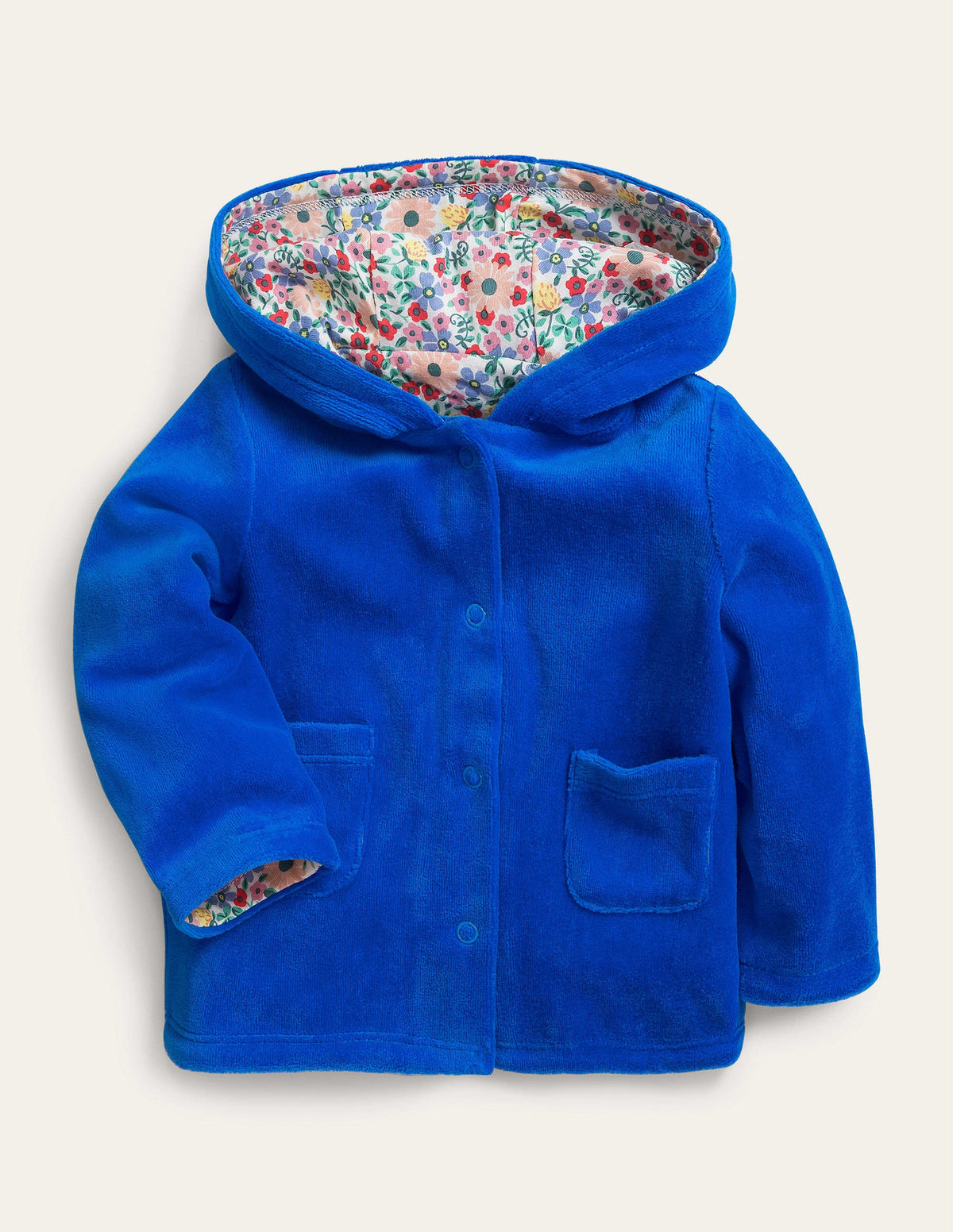 Jersey Velvet Hooded Jacket-Penzance Blue - Image 1