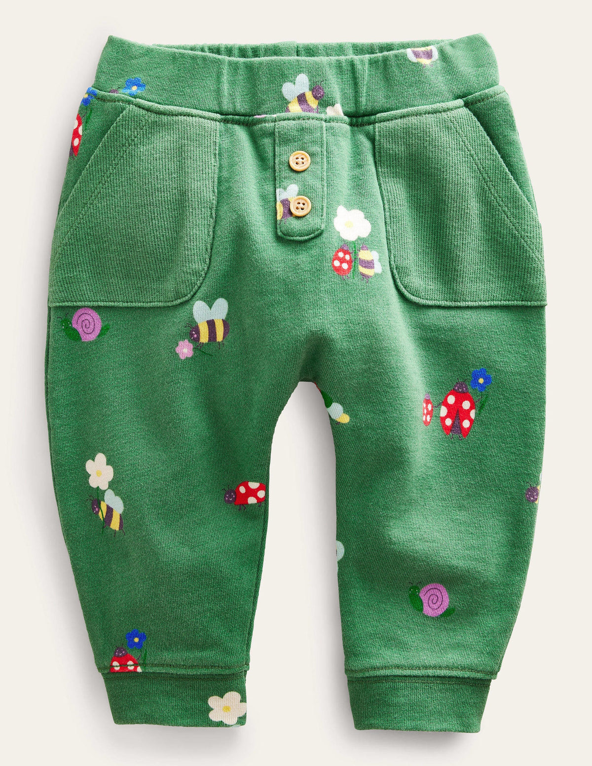Printed Jersey Pants-Deep Grass Green Bugs-1