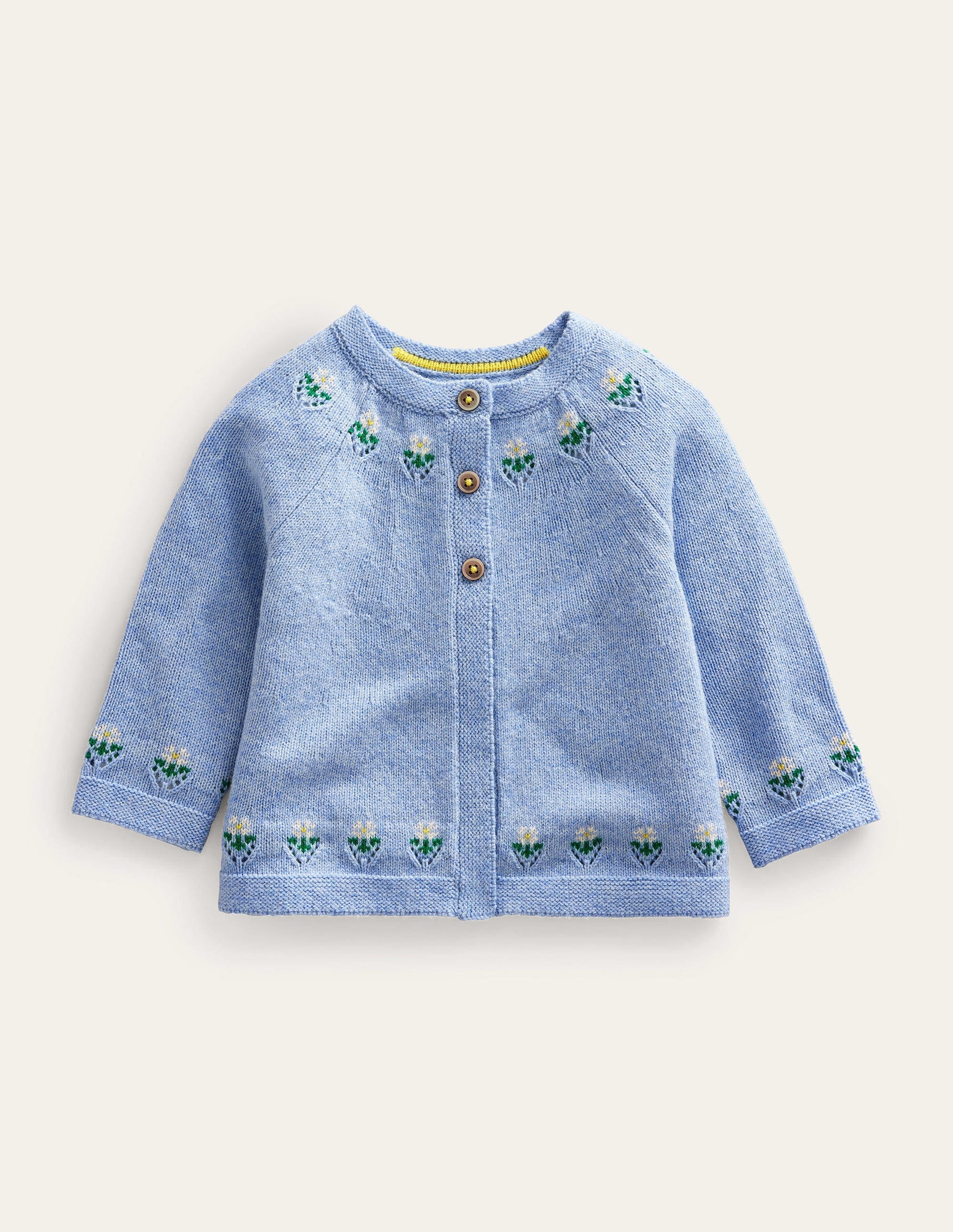 Embroidered Flower Cardigan-Brunnera Blue - Image 1