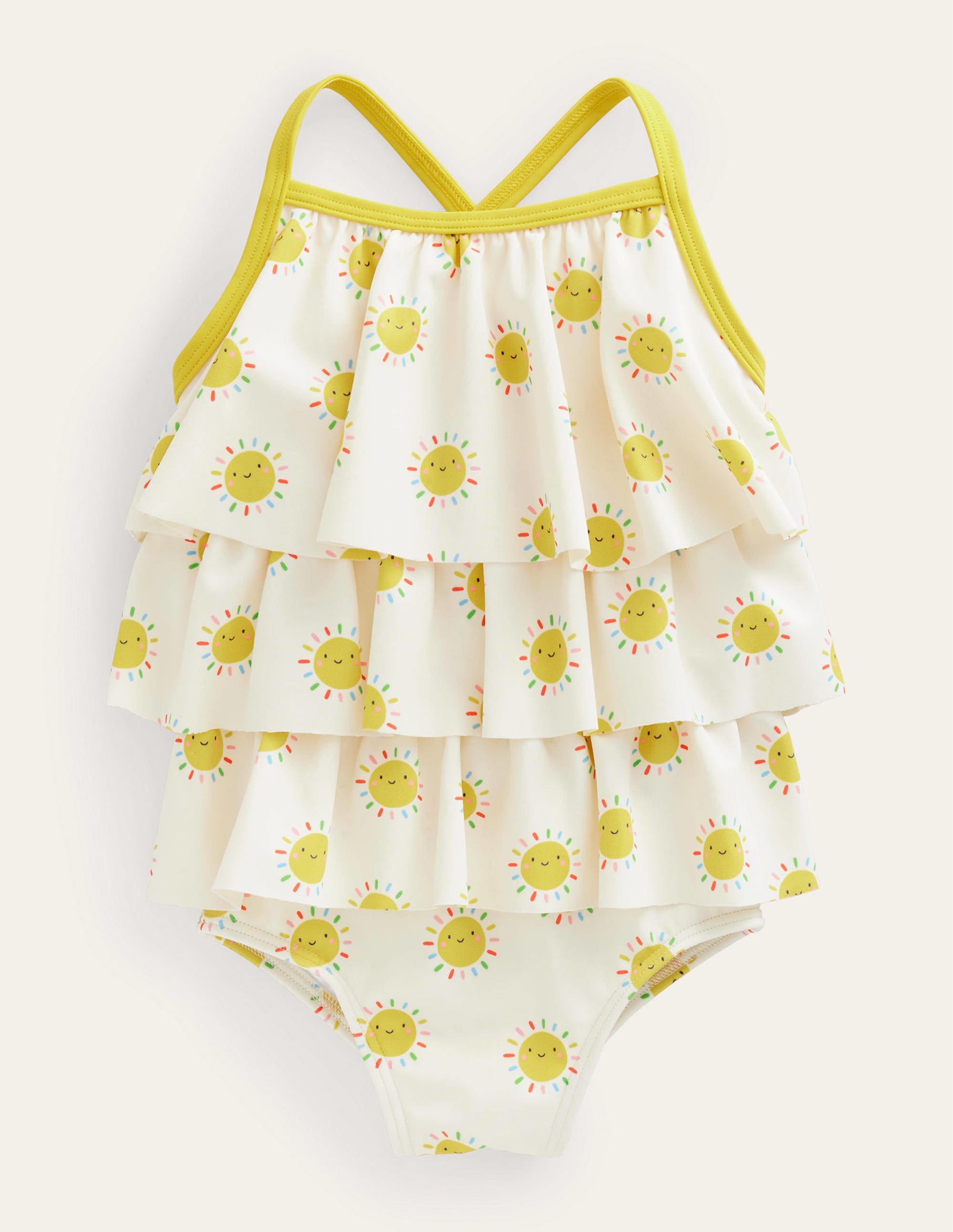 Tiered Frilly Swimsuit-Multi Rainbow Suns - Image 1