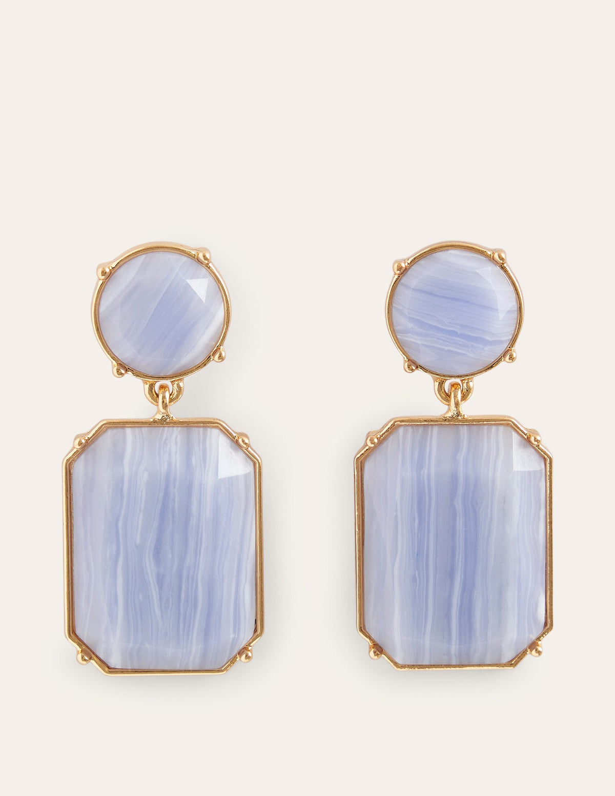 Semi-Precious Drop Earrings-Blue - Image 2