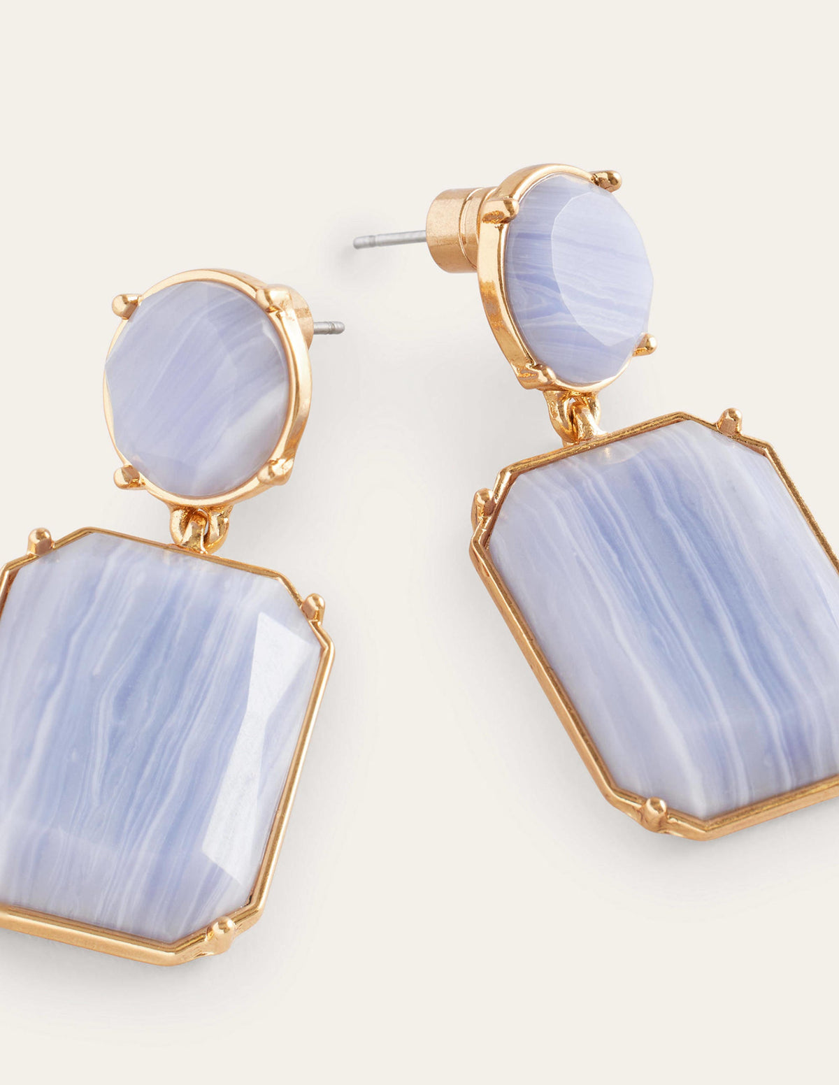 Semi-Precious Drop Earrings-Blue - Image 3