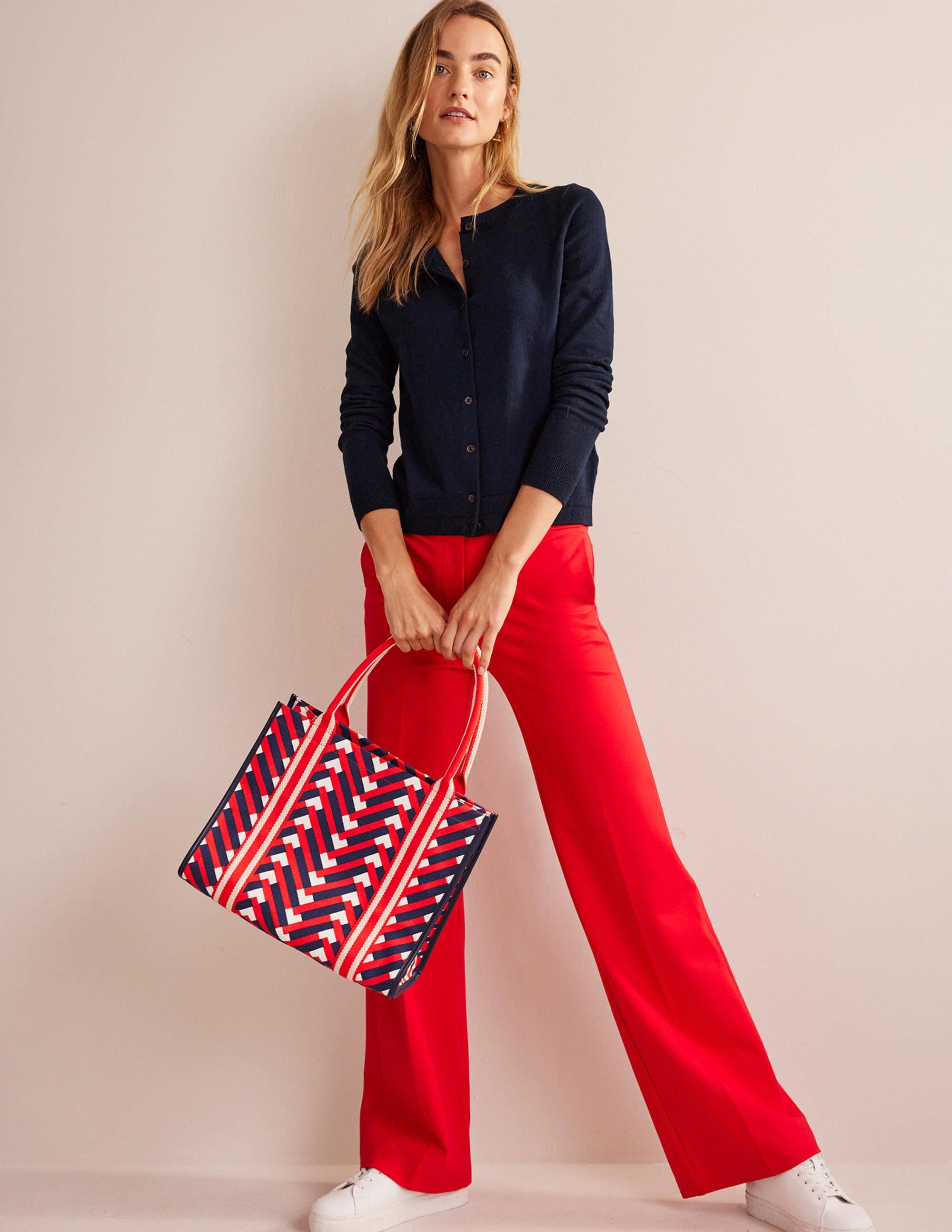 Tilda Canvas Tote Bag-Hot Pepper Chevron Geo - Image 1