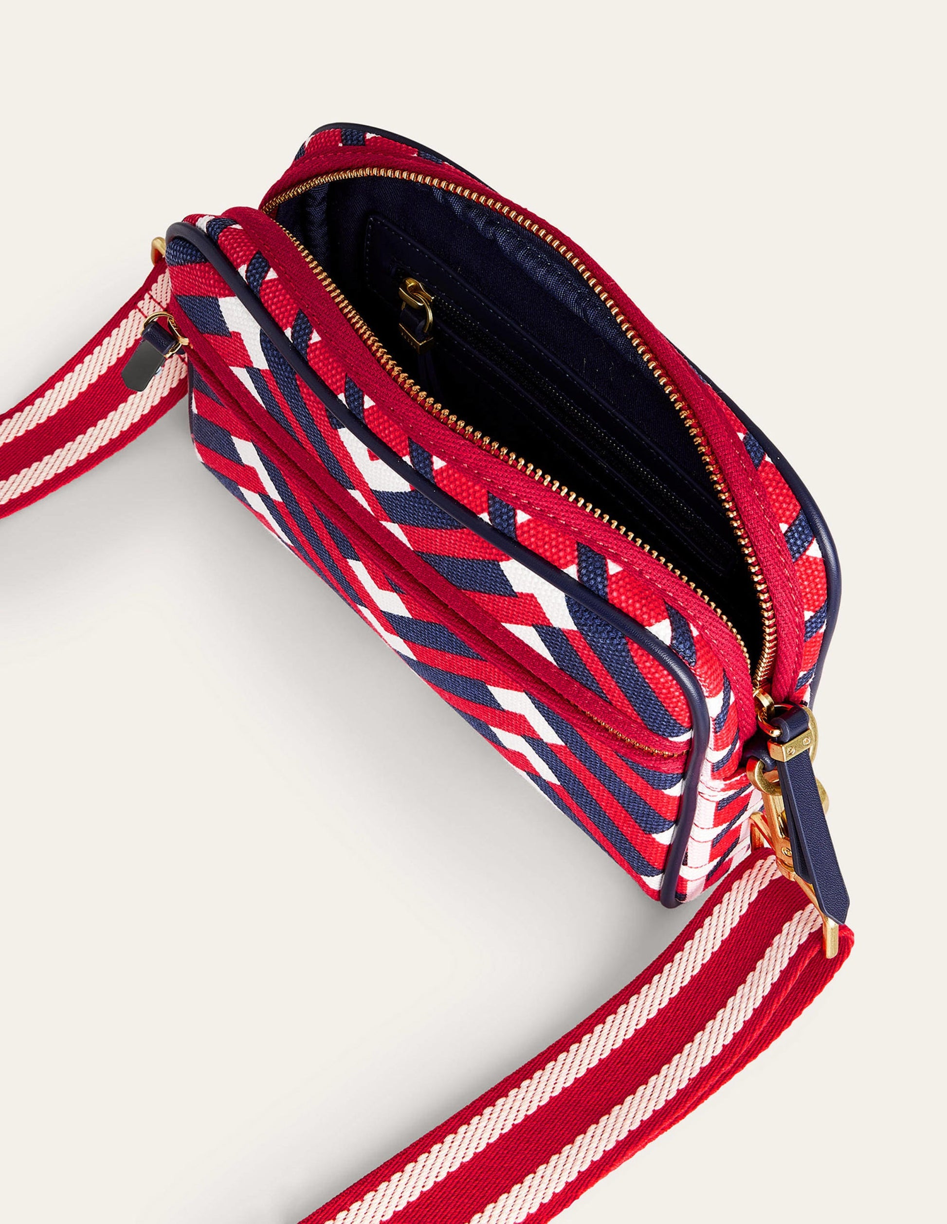 Canvas Cross-Body Bag-Hot Pepper Chevron Geo-4