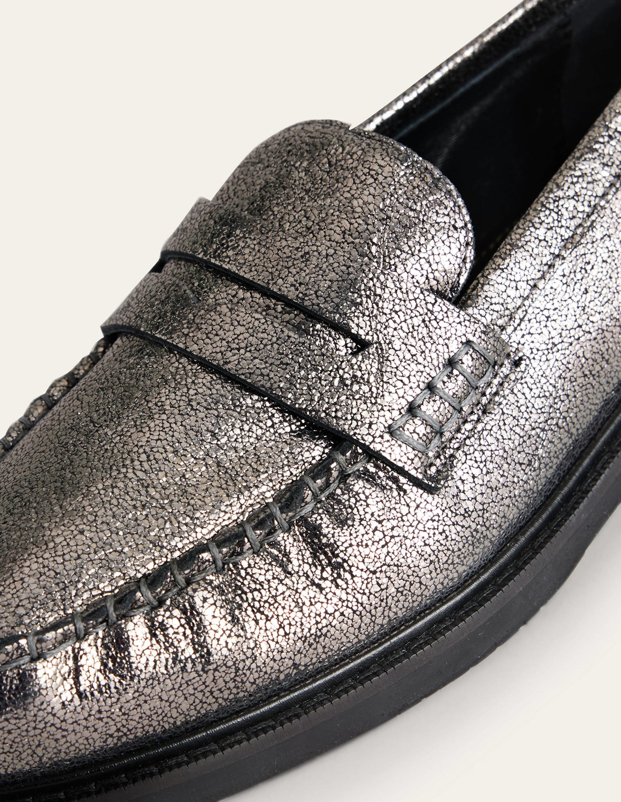 Classic Moccasin Loafers-Gun Metallic Leather - Image 4