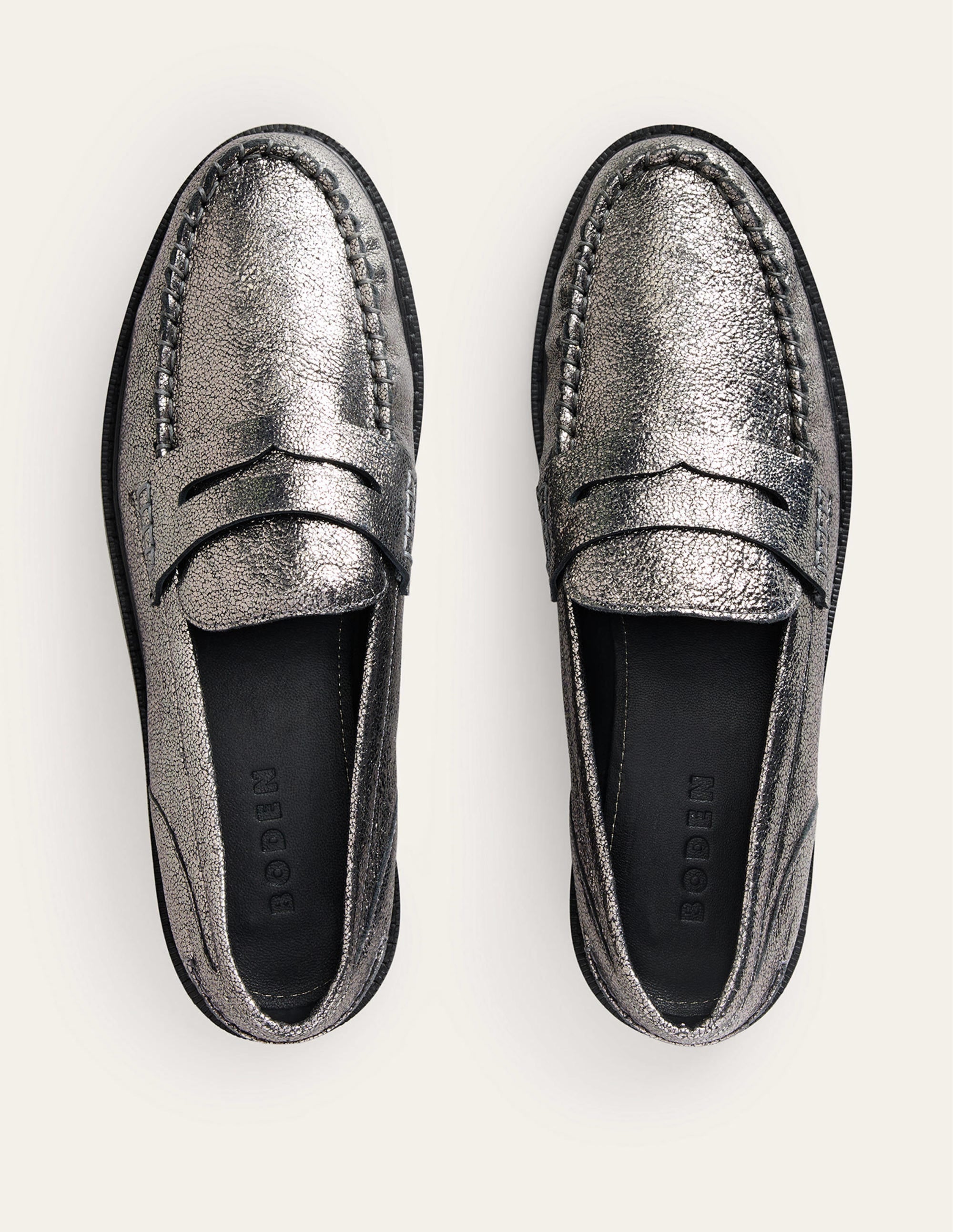 Classic Moccasin Loafers-Gun Metallic Leather - Image 5