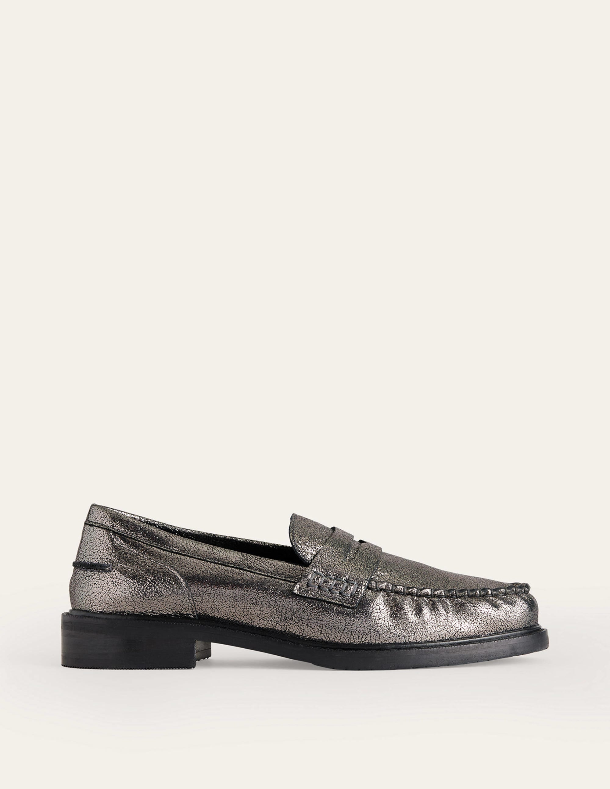 Classic Moccasin Loafers-Gun Metallic Leather - Image 2