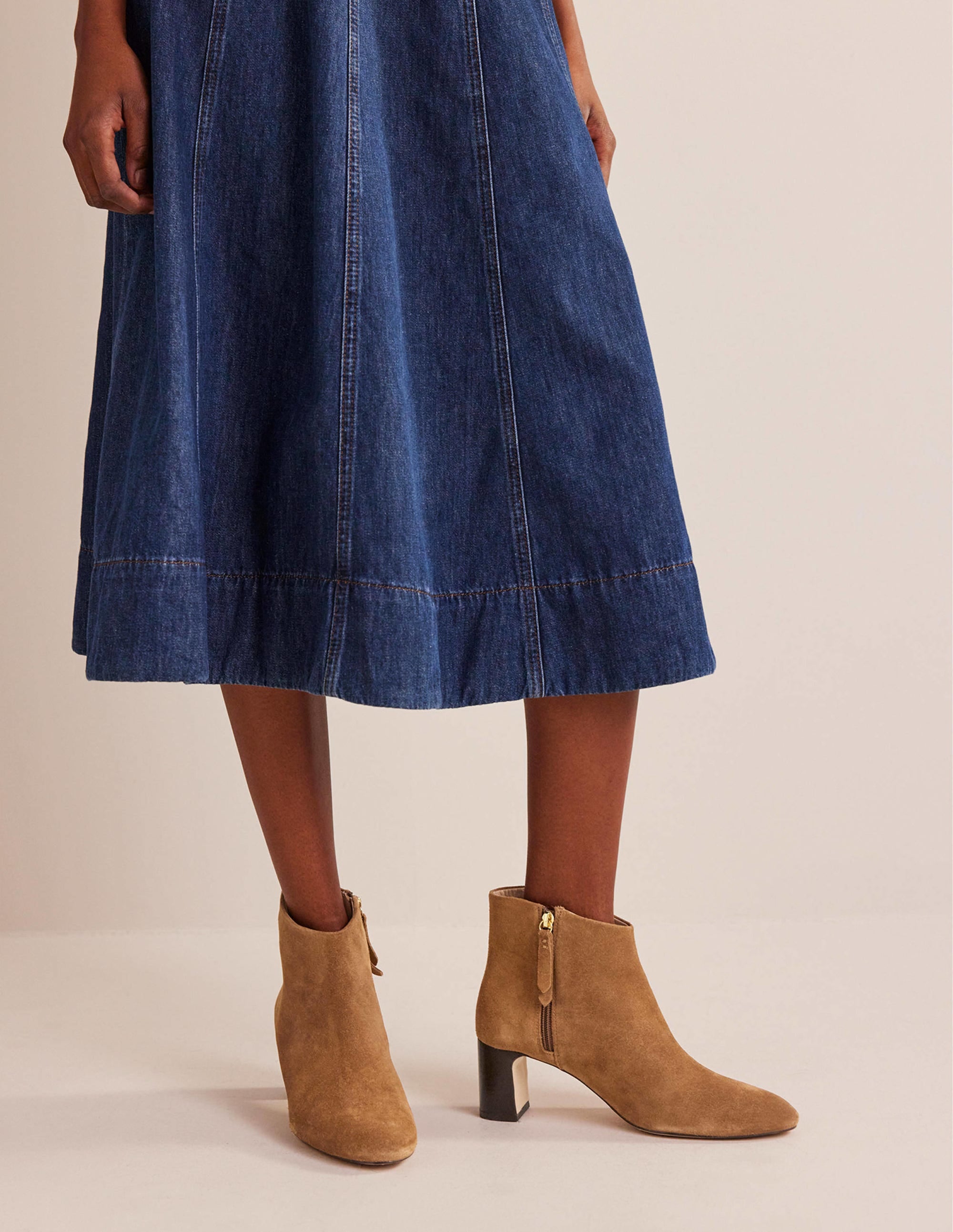 Suede Ankle Boots-Golden Brown - Image 1