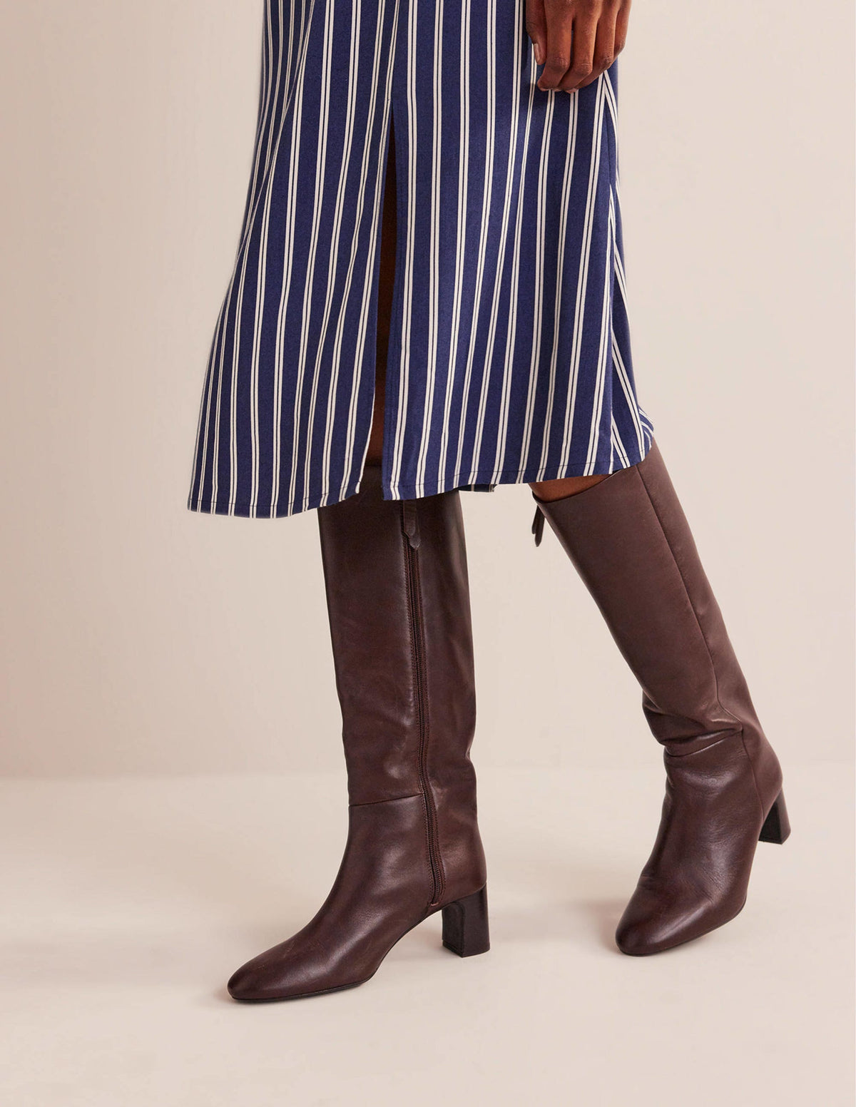 Erica Knee High Leather Boots-Chocolate Leather - Image 1