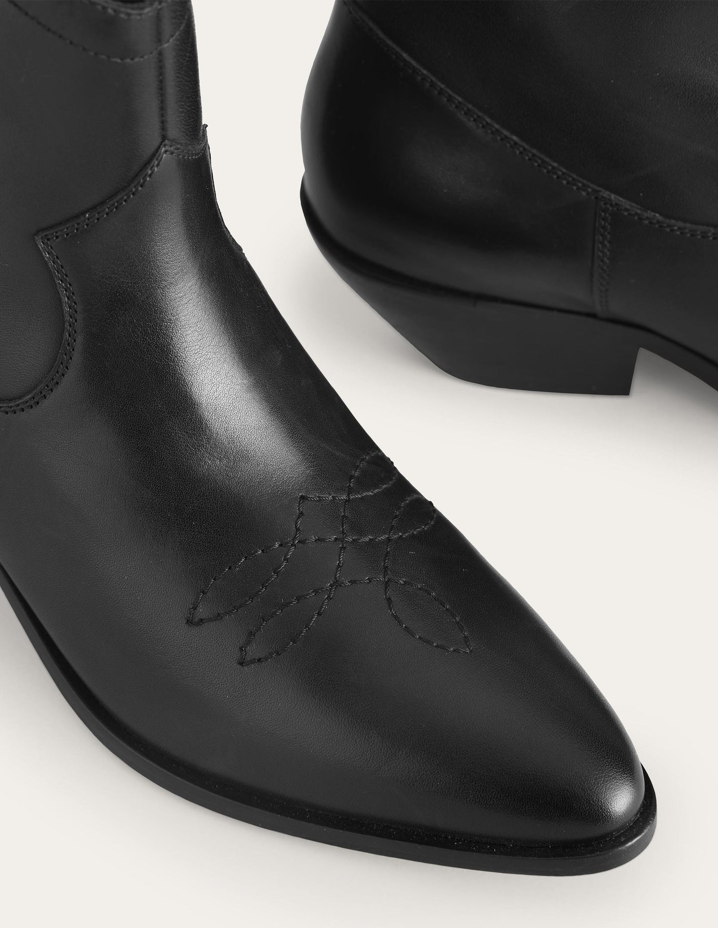 Western Ankle Boots-Black Leather