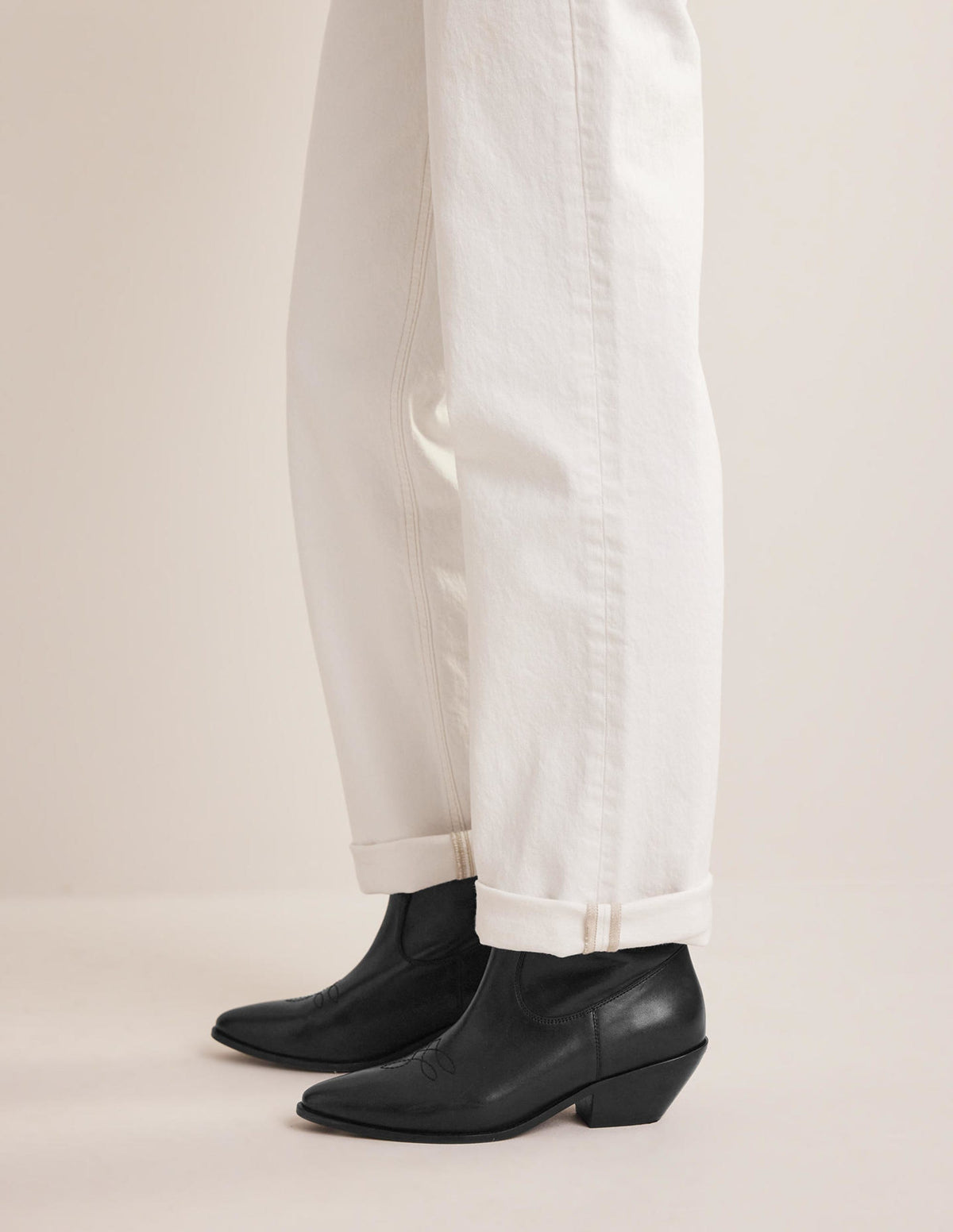 Western Ankle Boots-Black Leather - Image 1