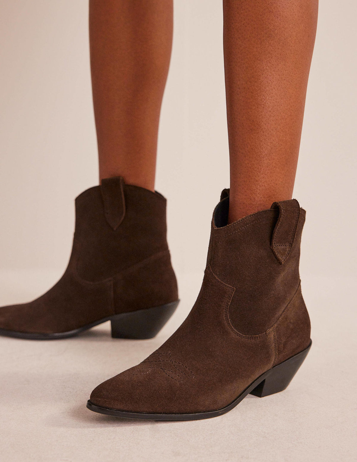 Western Ankle Boots-Chocolate Suede - Image 1