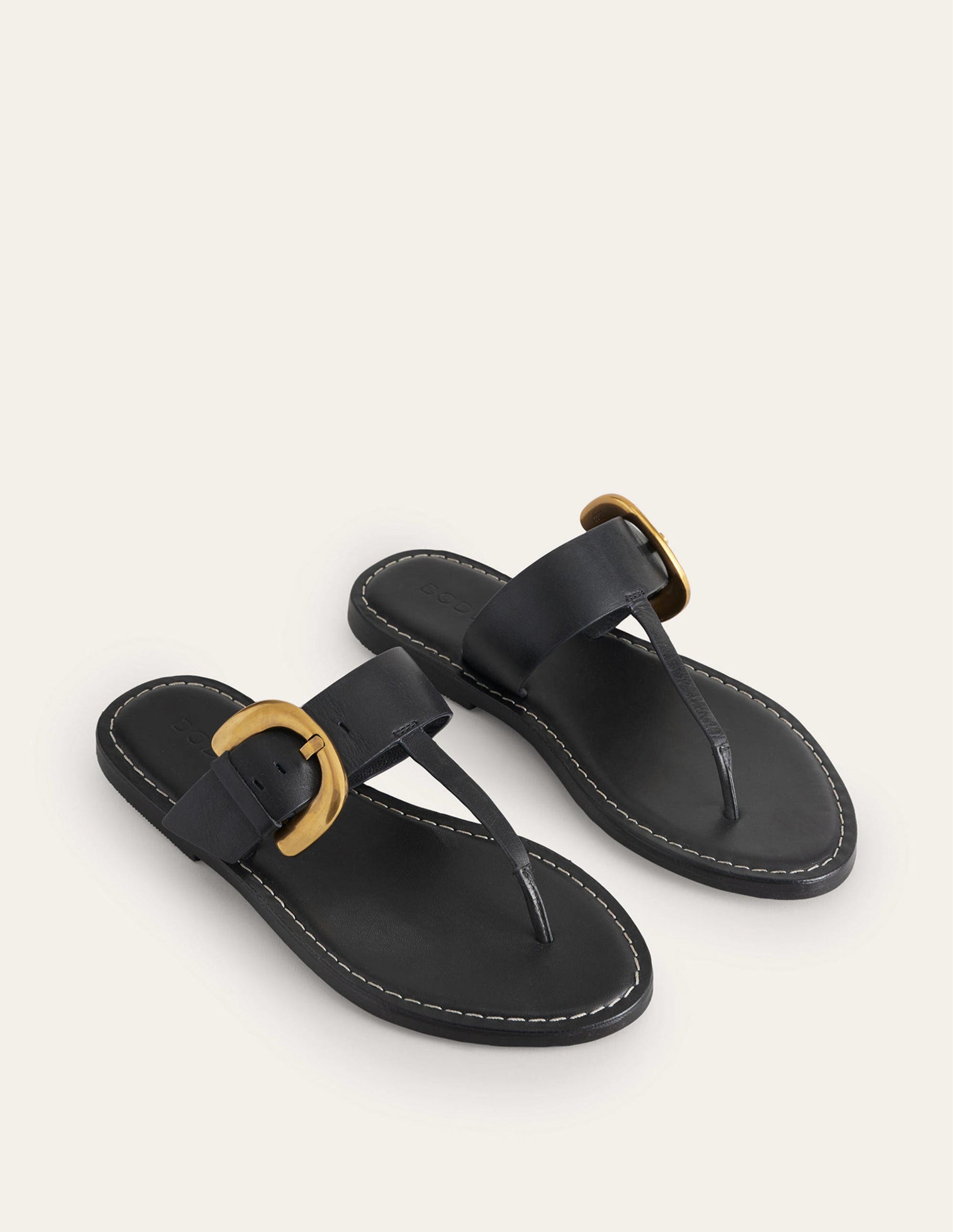 Buckled Toe-Post Sandals-Black-3