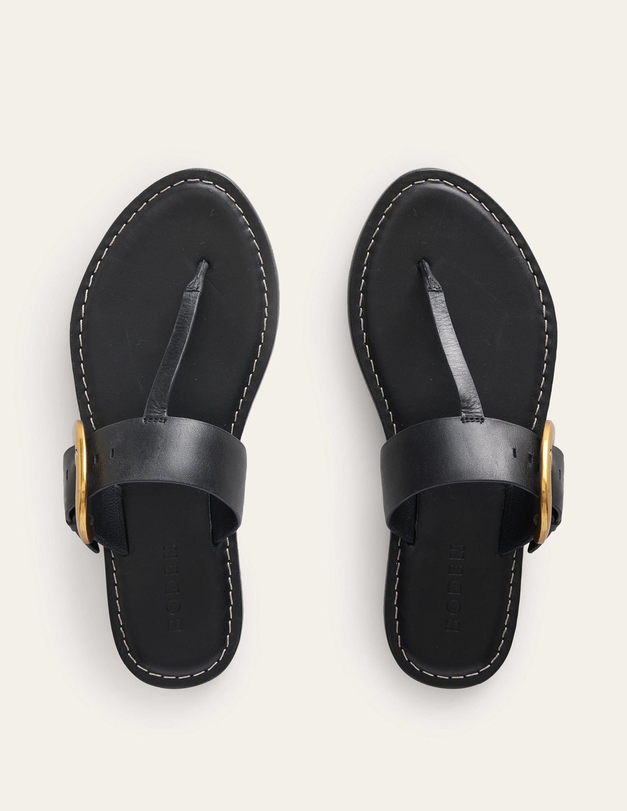 Buckled Toe-Post Sandals-Black - Image 5