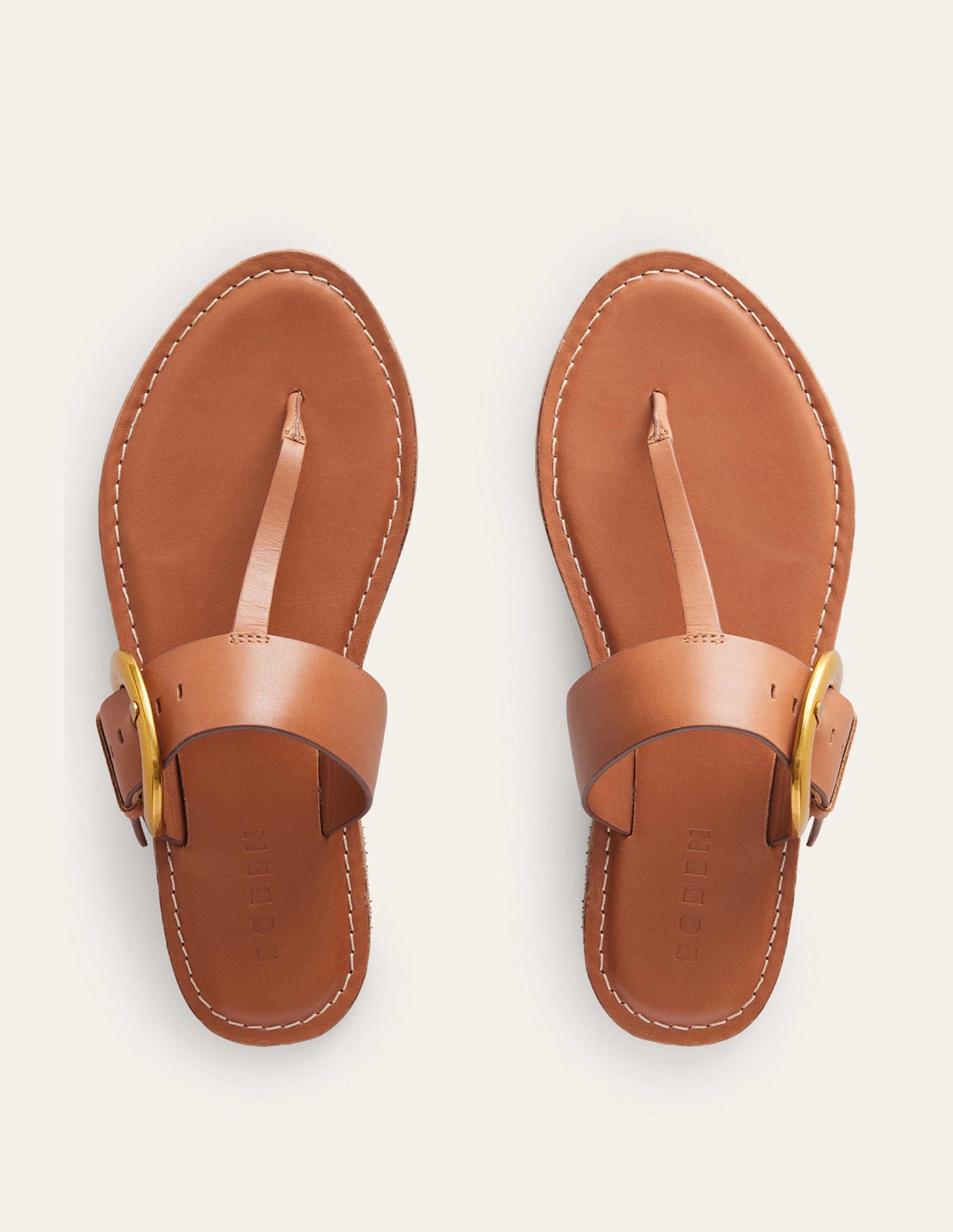 Buckled Toe-Post Sandals-Tan