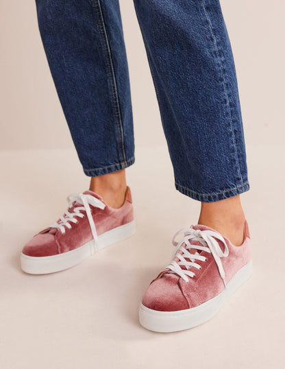 Velvet Flatform Trainer-Dusty Rose Velvet