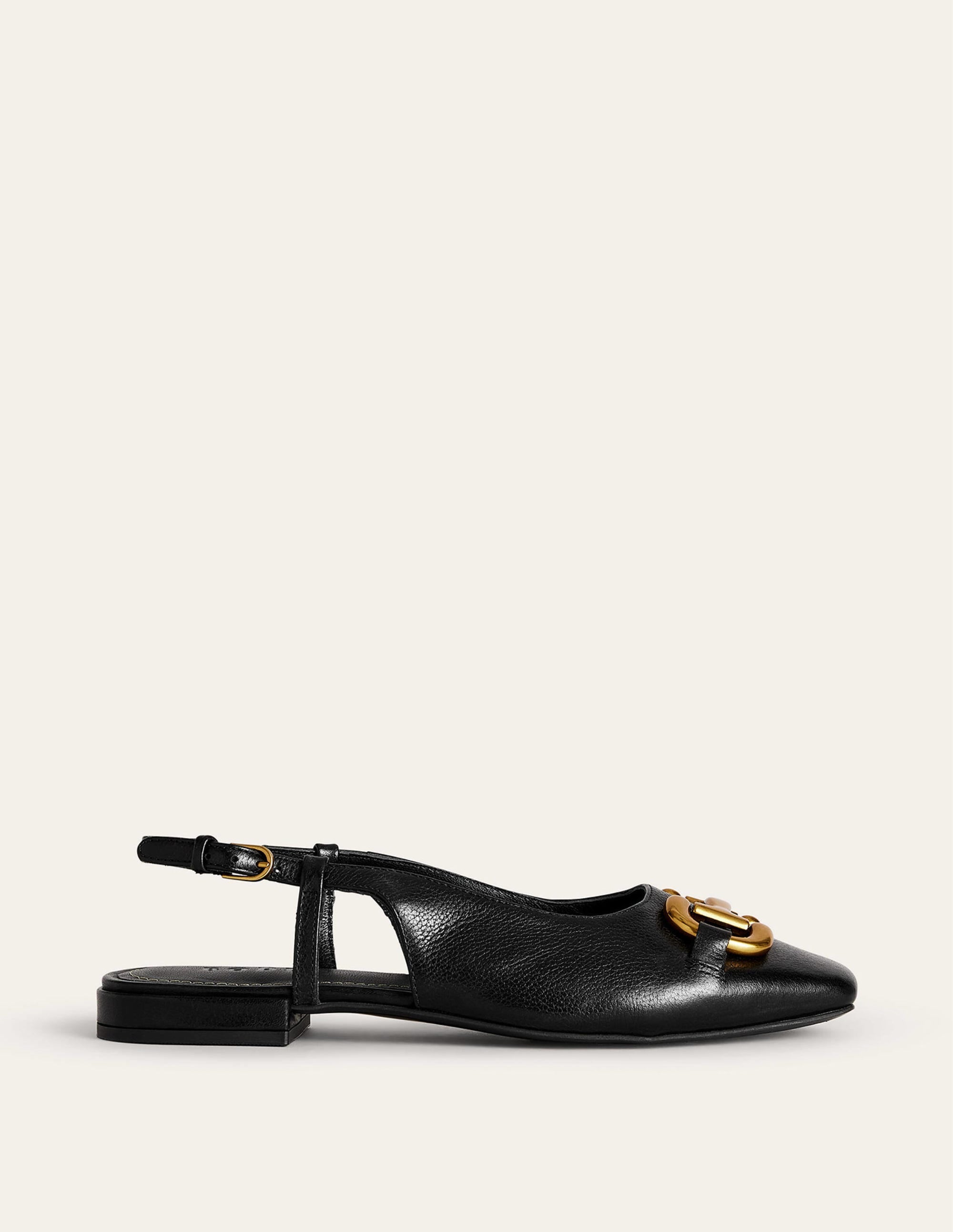 Iris Snaffle Slingback Flats-Black Leather - Image 2