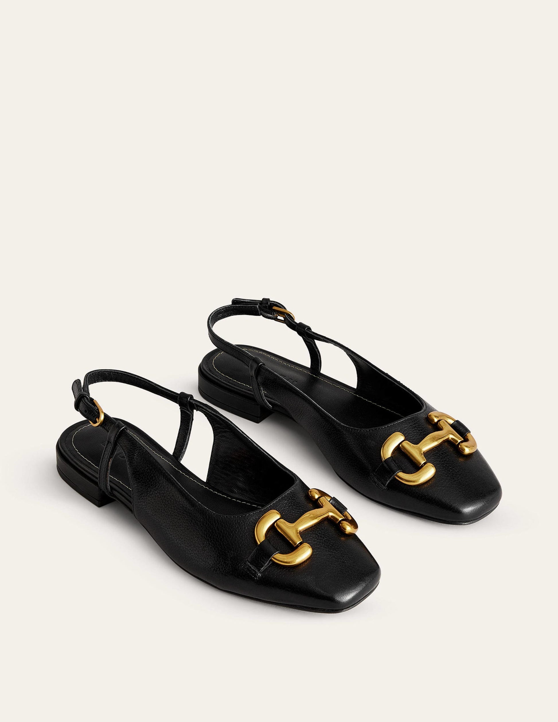 Iris Snaffle Slingback Flats-Black Leather-3