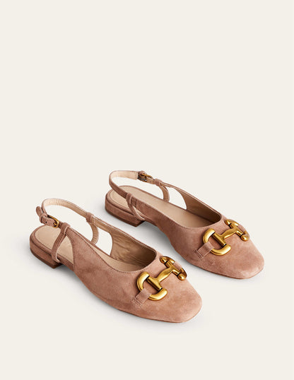 Iris Snaffle Slingback Flats-Ginger Snap Suede-3
