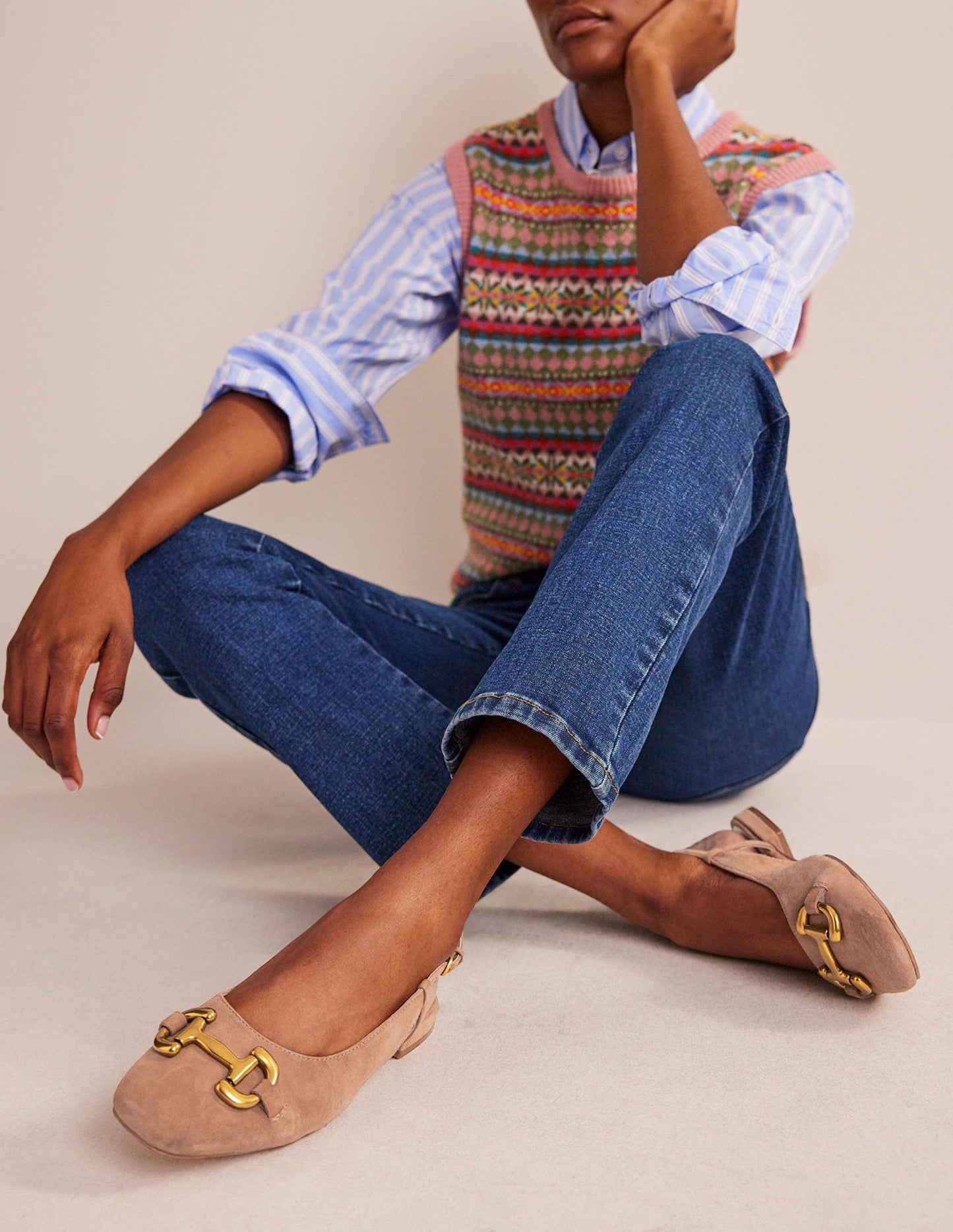 Iris Snaffle Slingback Flats-Ginger Snap Suede