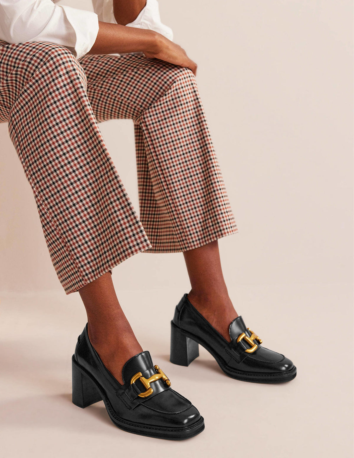 Iris Snaffle Heeled Loafers-Black Calf Leather-1