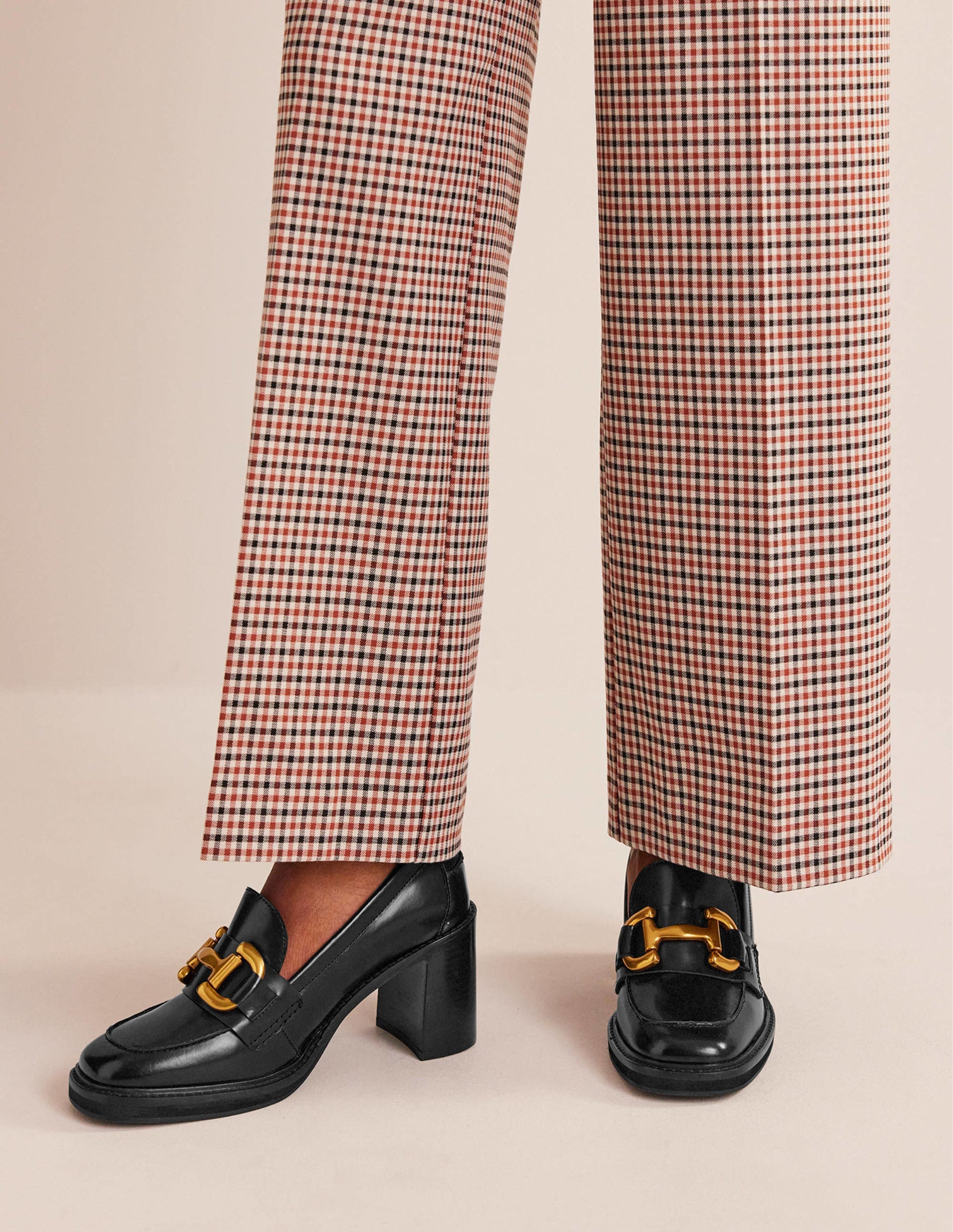 Iris Snaffle Heeled Loafers-Black Calf Leather-2
